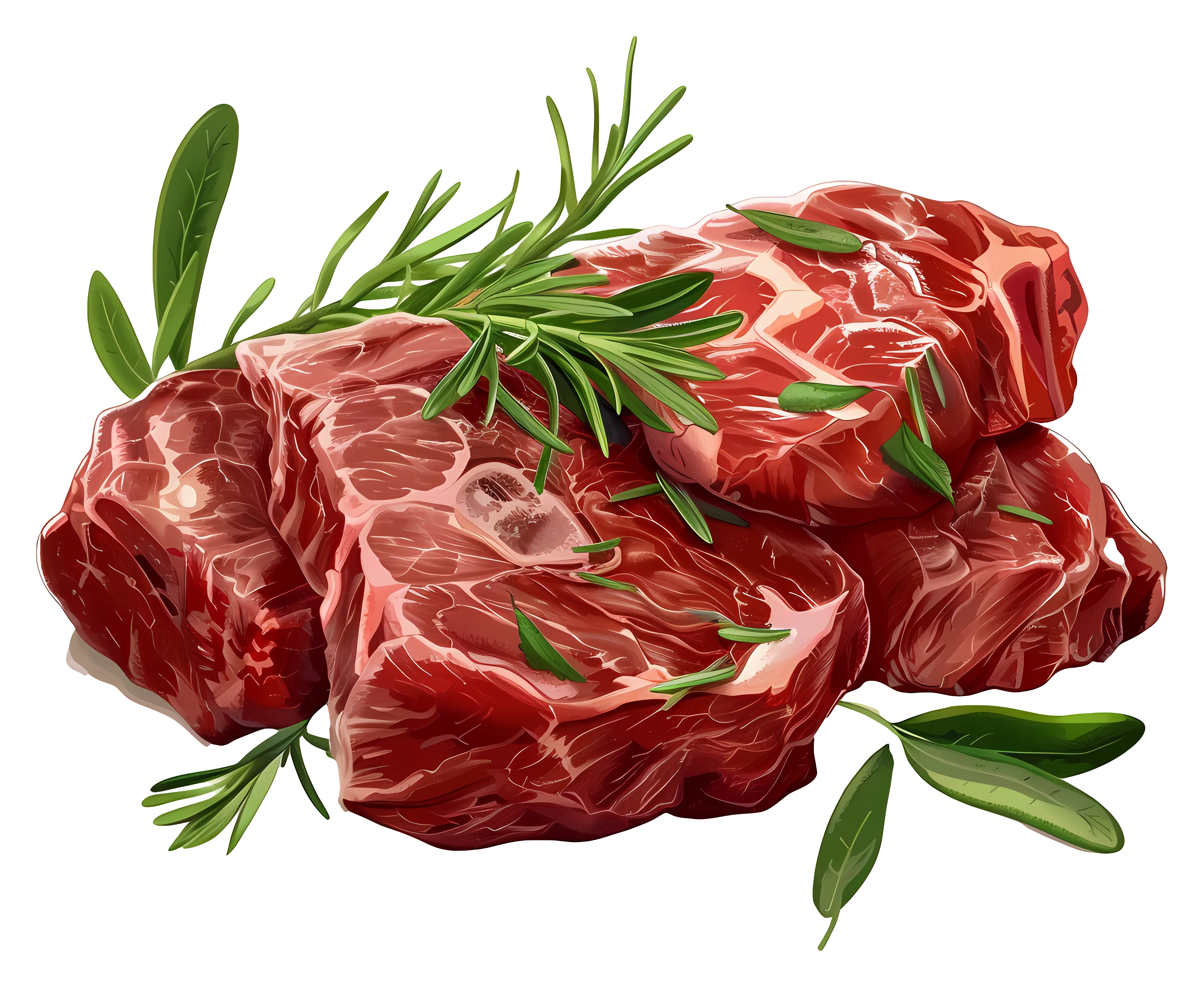 Fresh Raw Meat with Herbs Illustration