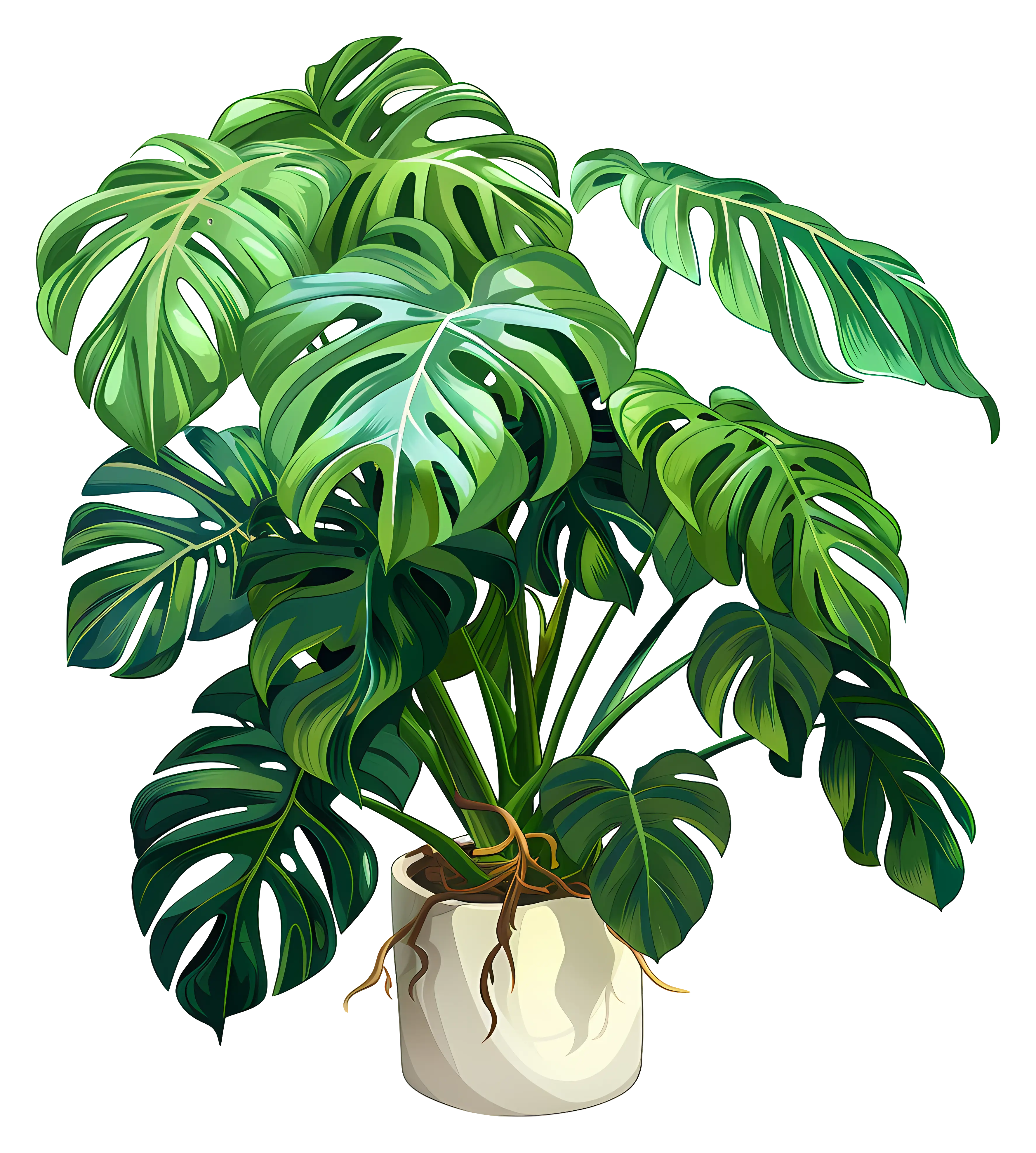 Monstera Plant in White Pot for Decor