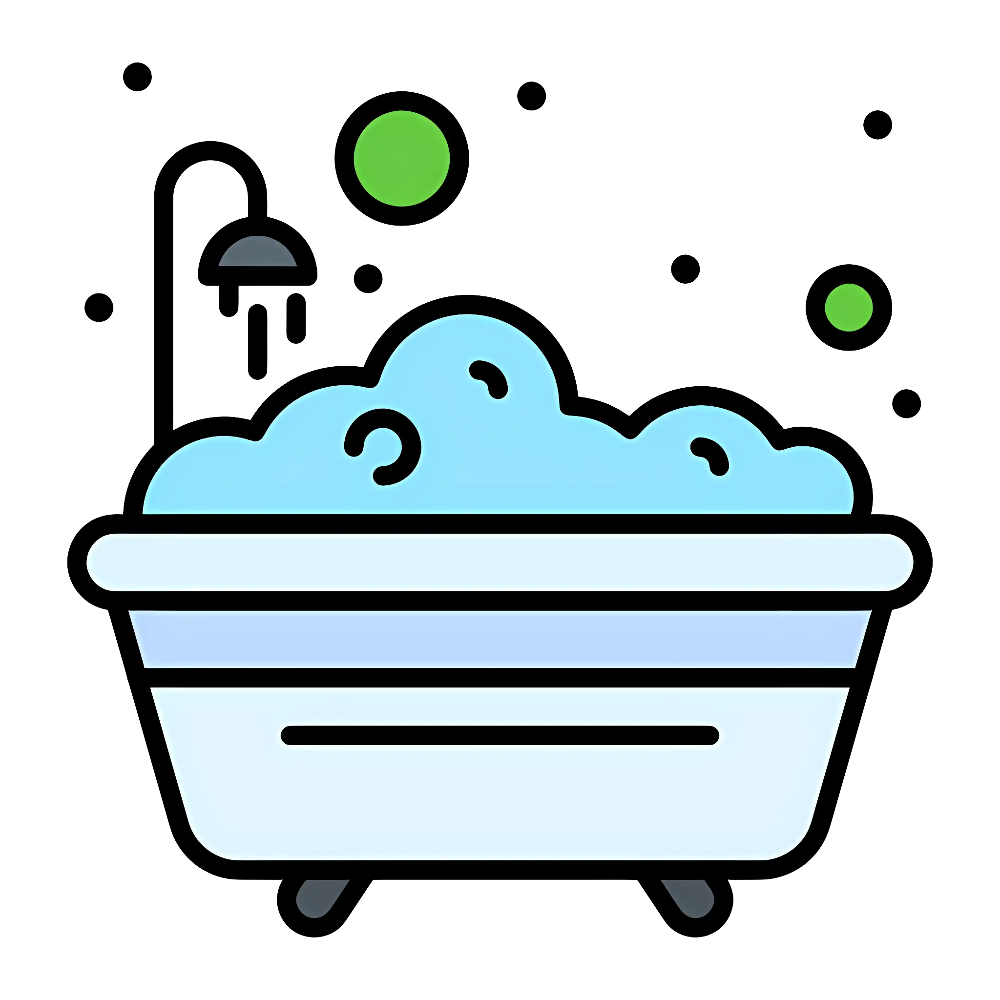Illustration of Bathtub with Bubbles for Relaxation