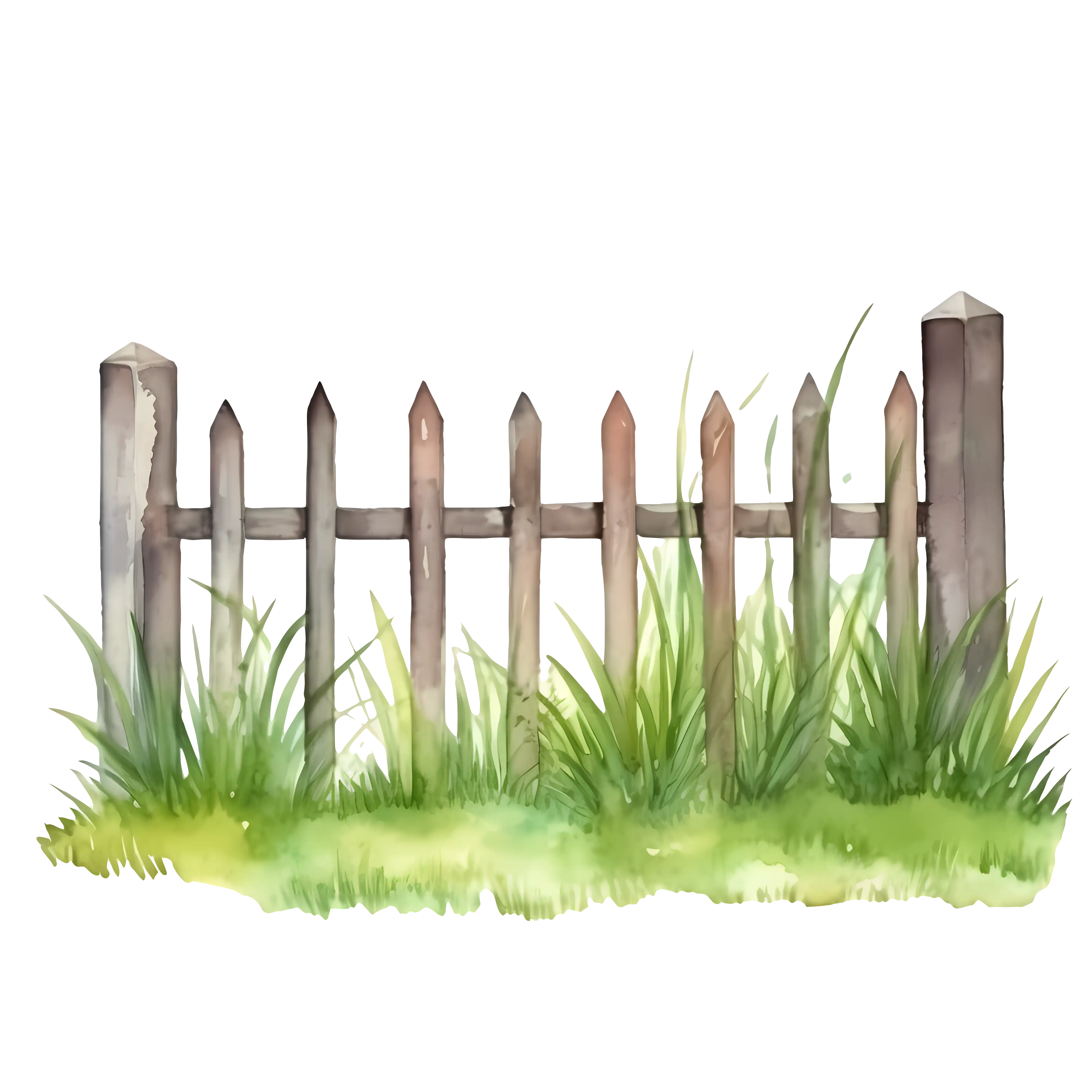 Rustic Wooden Fence with Tall Grass