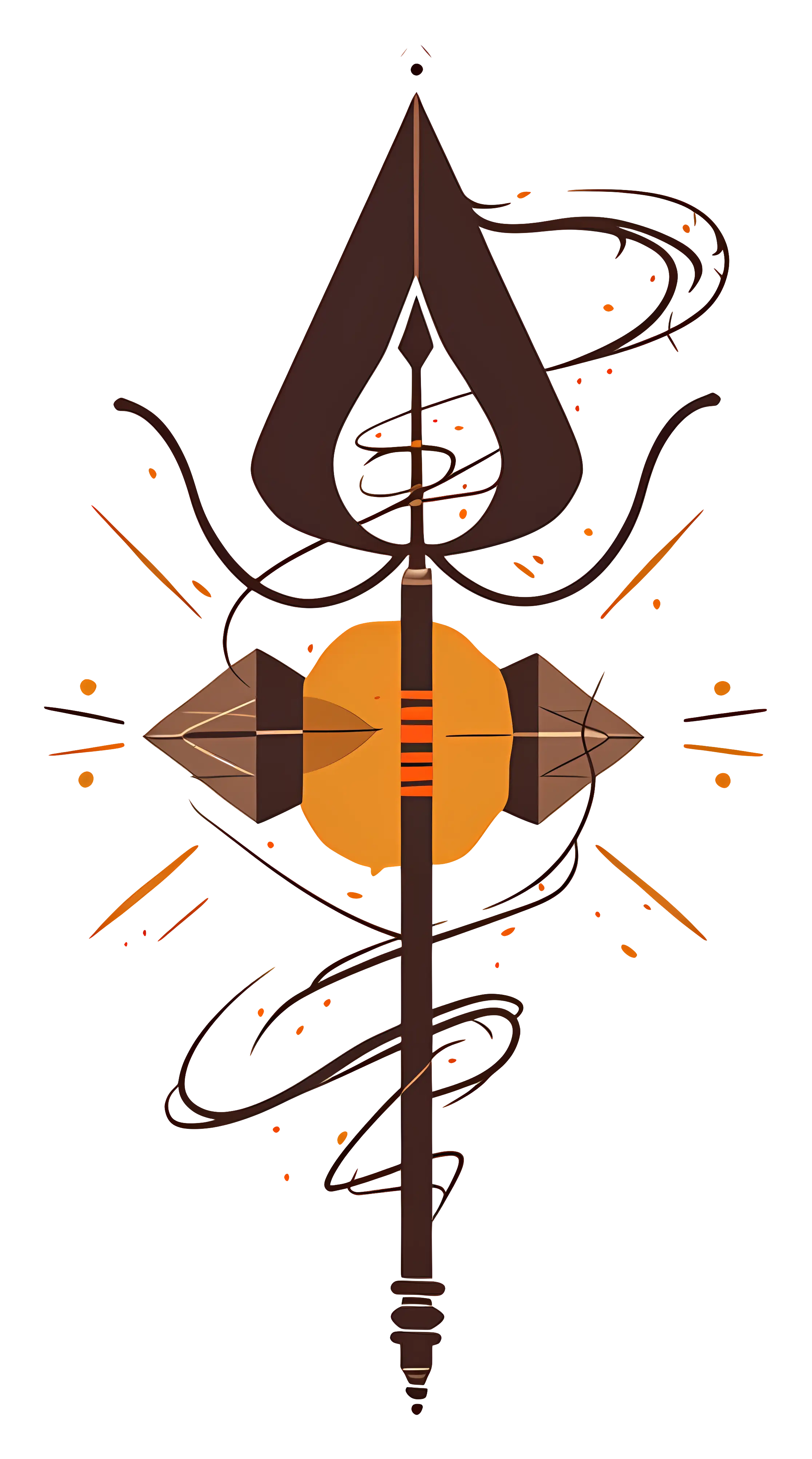 Trident with Sun and Swirls Illustration