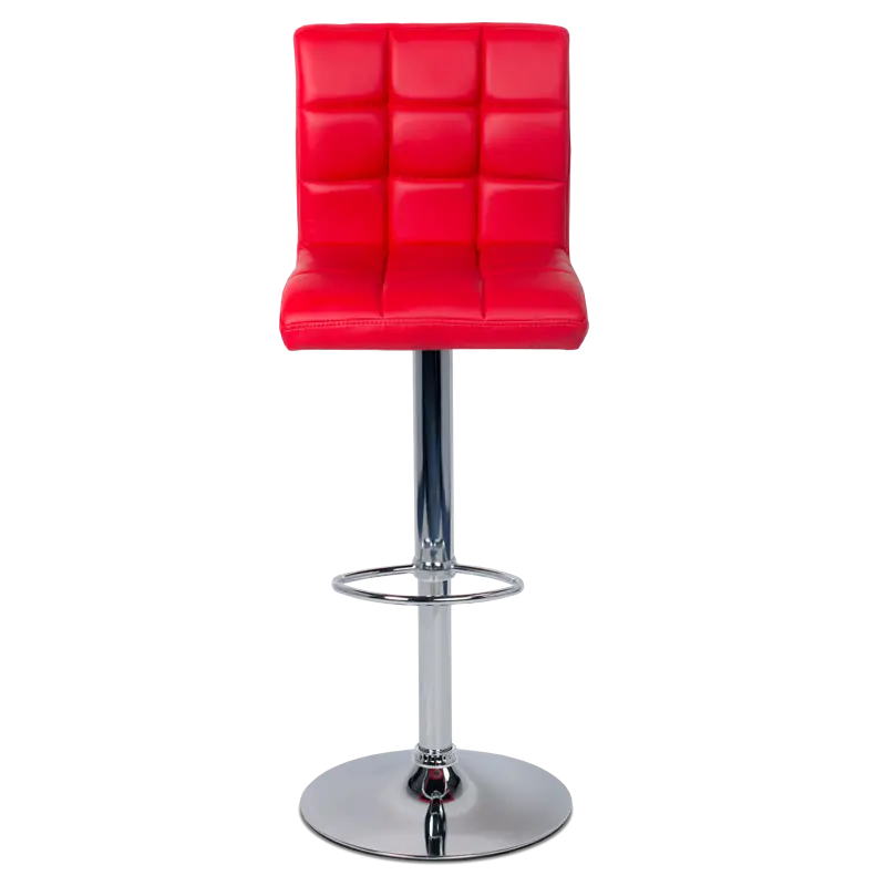 Modern Red Bar Stool with Metallic Finish