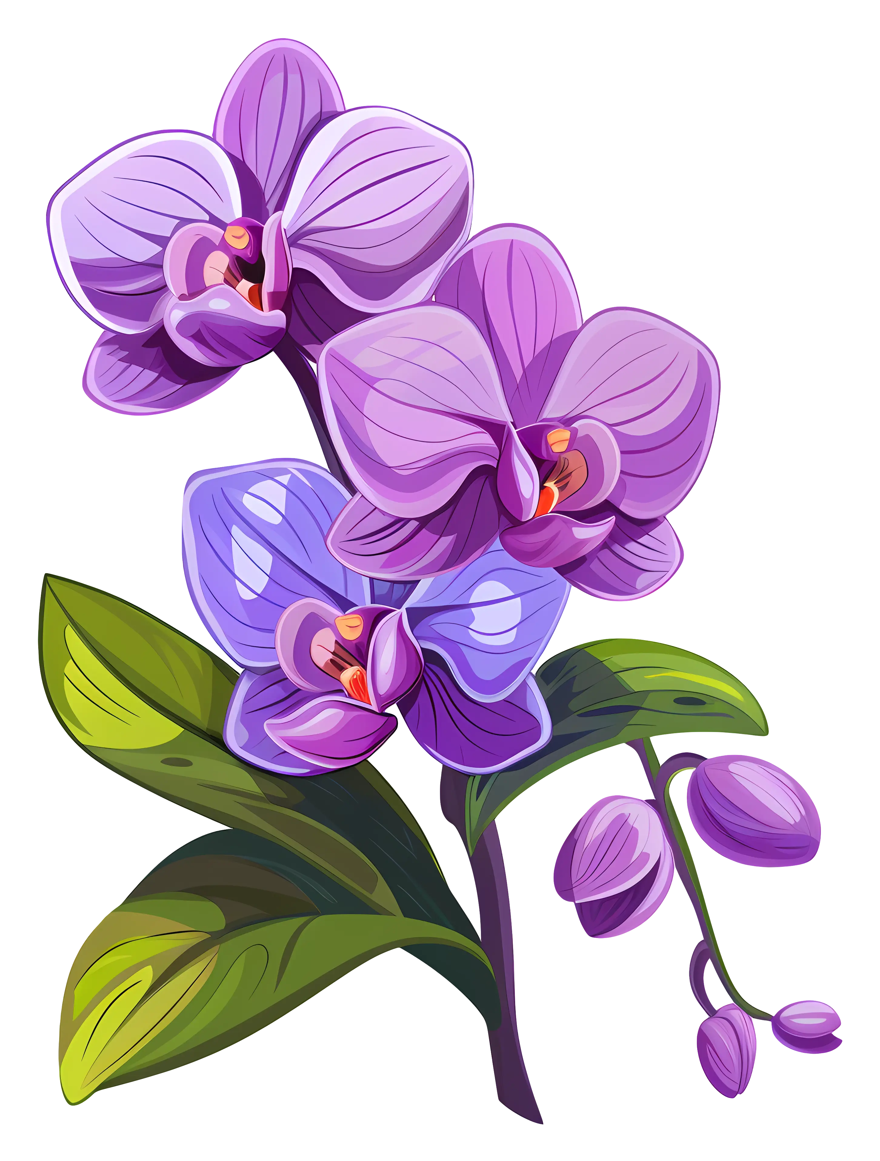 Delicate Purple Orchid Flowers Illustration