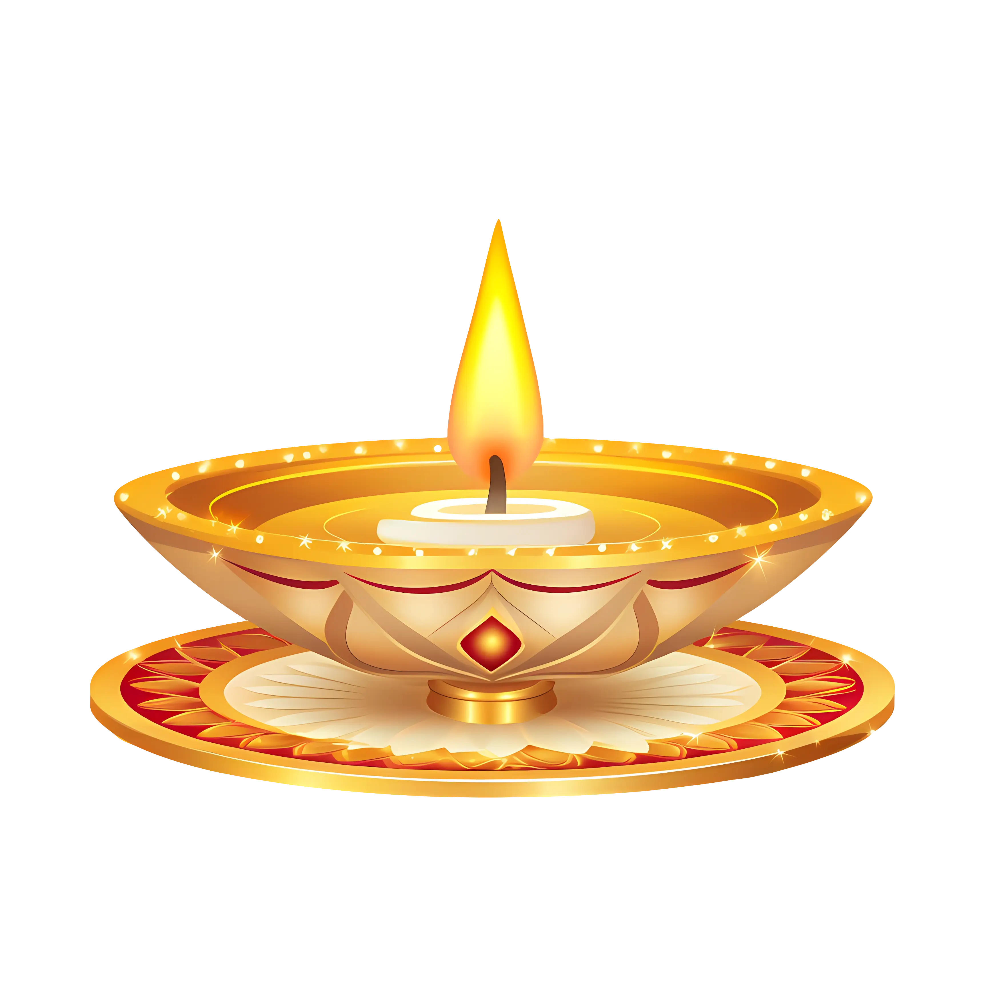 Golden Diya Lamp for Diwali Festival