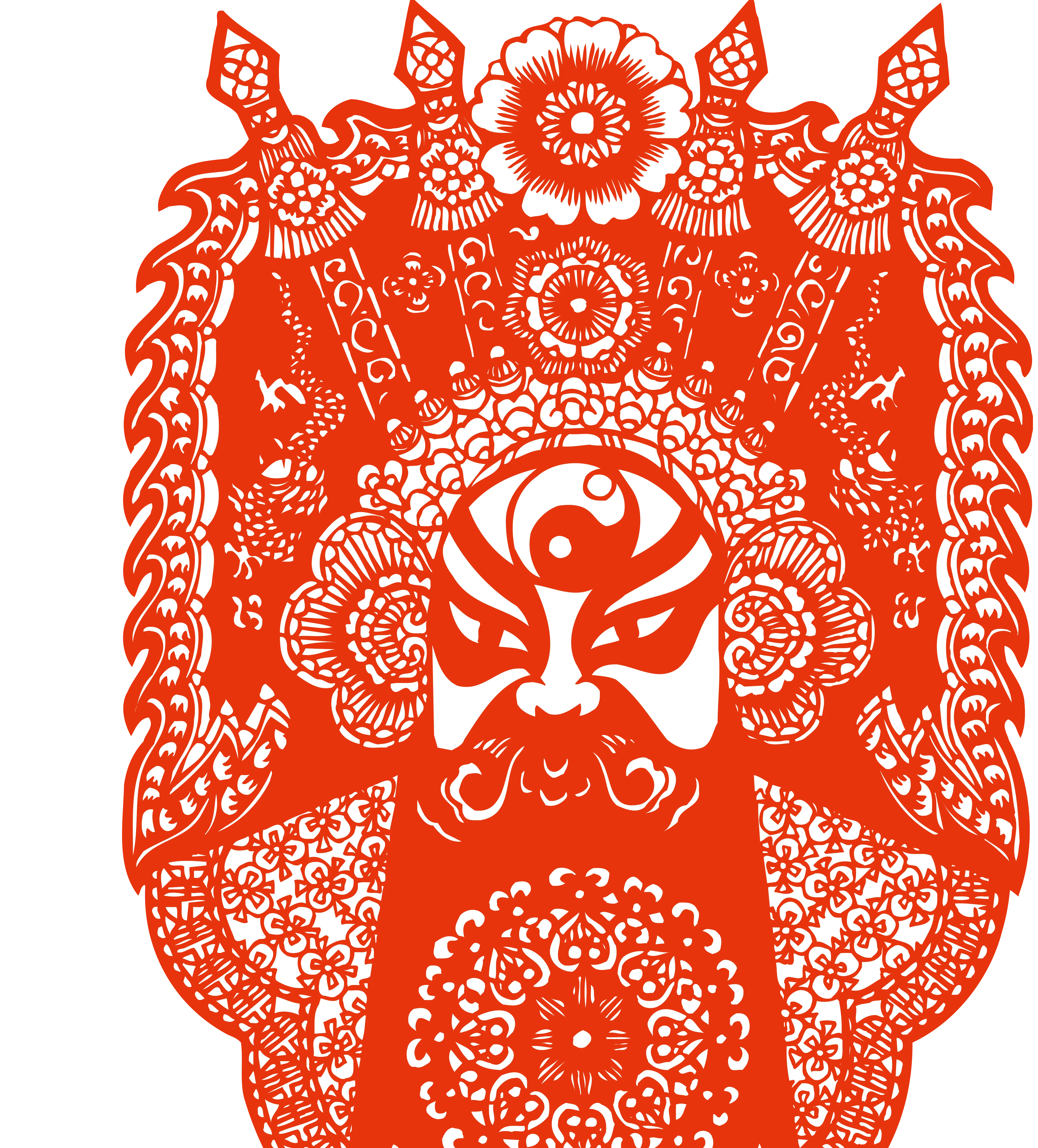 Red Traditional Chinese Paper-Cut Design with Festive Patterns