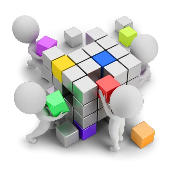 Teamwork with Colorful Cube Construction Concept