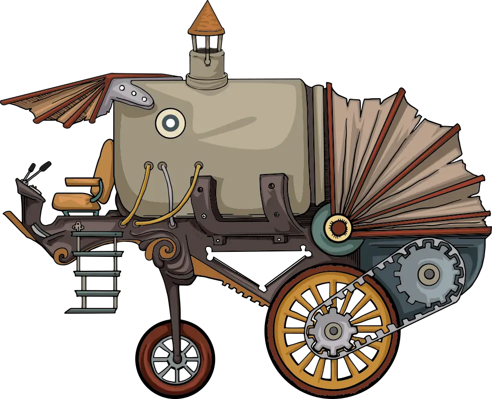 Fantasy Steampunk Vehicle with Gears