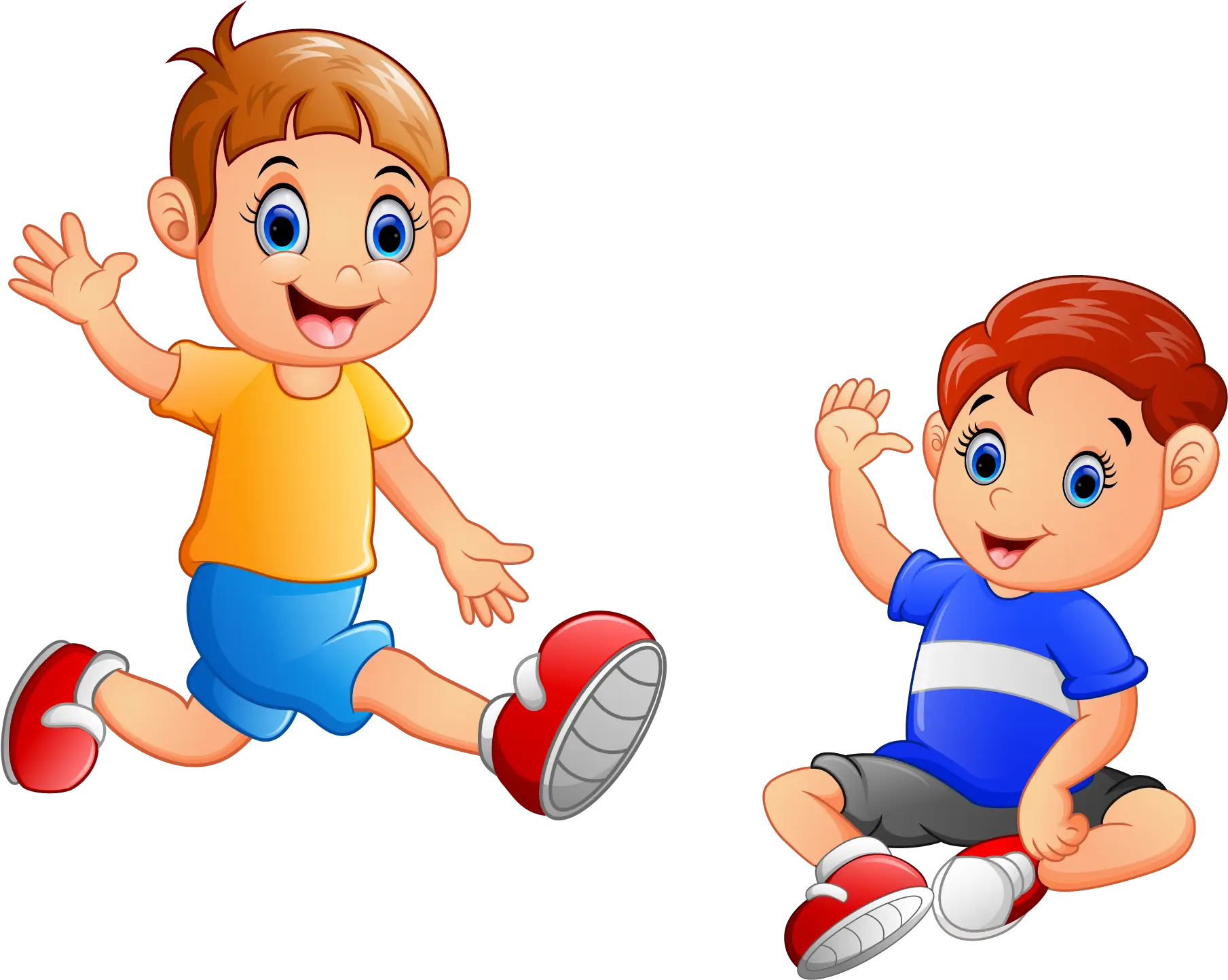 Happy Cartoon Boys Playing Illustration