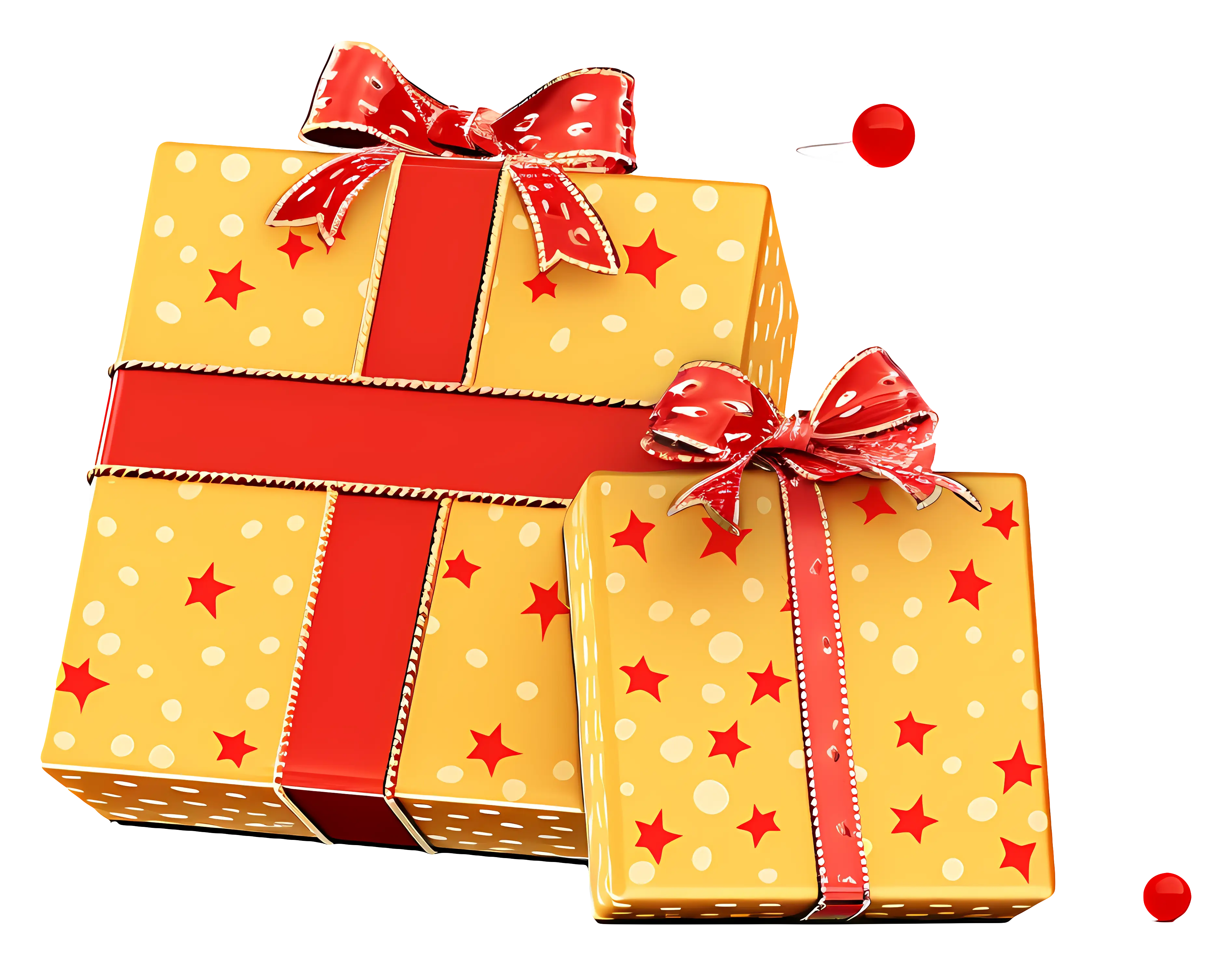 Yellow Gift Boxes with Decorative Red Ribbons