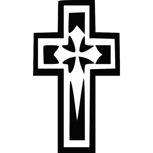 Decorative Black and White Cross Illustration