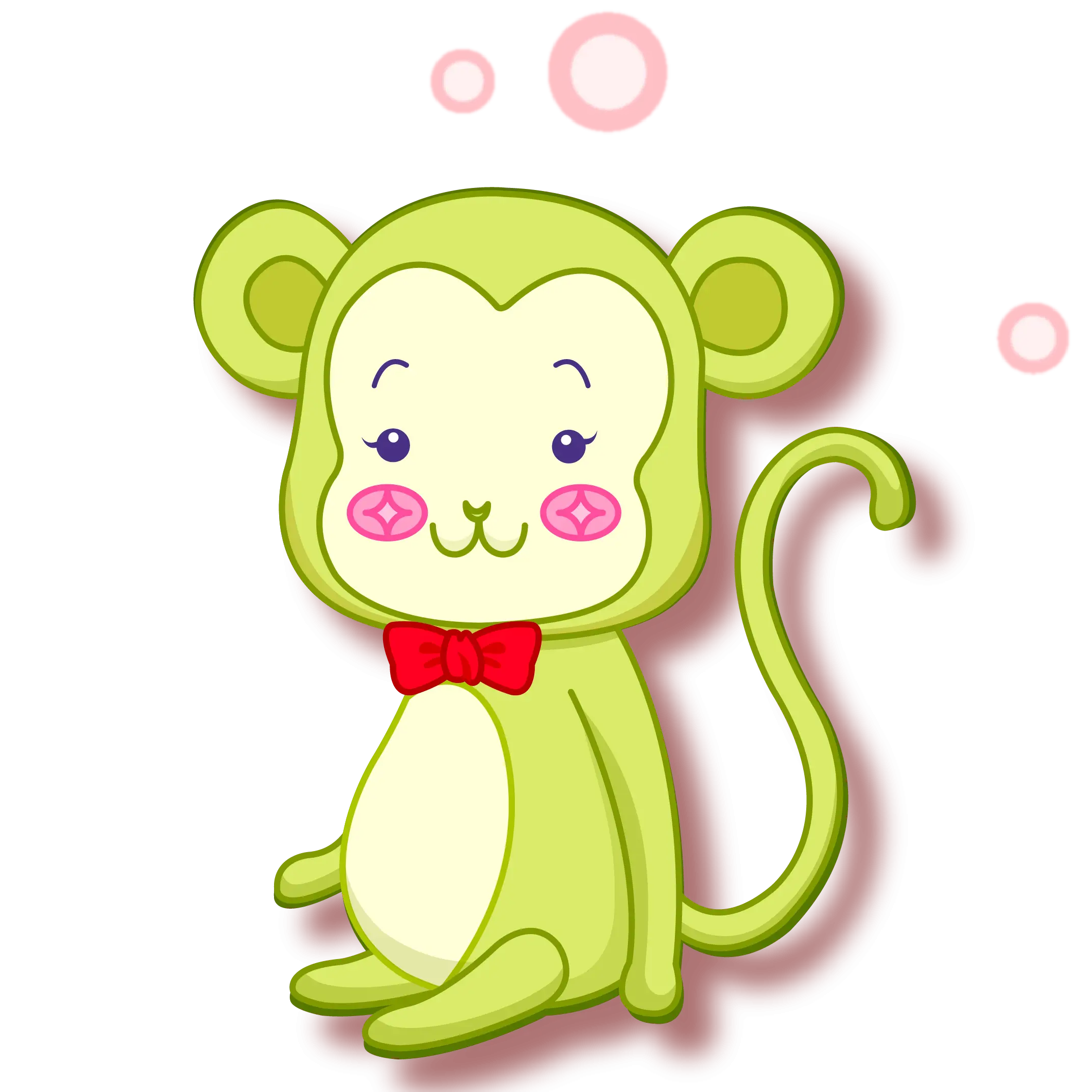 Cute Green Monkey with Bow Tie