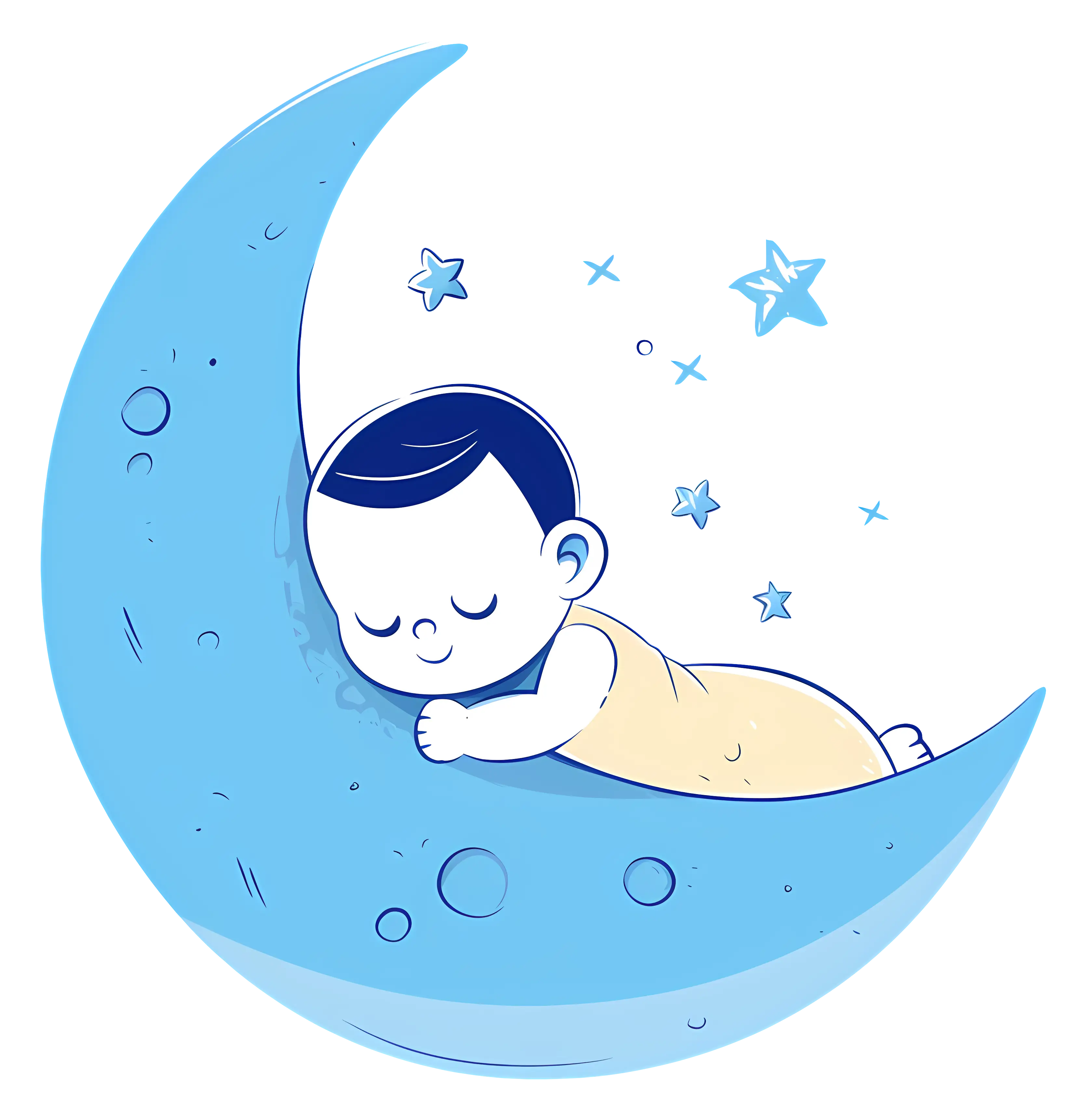 Cute Baby Sleeping on Moon