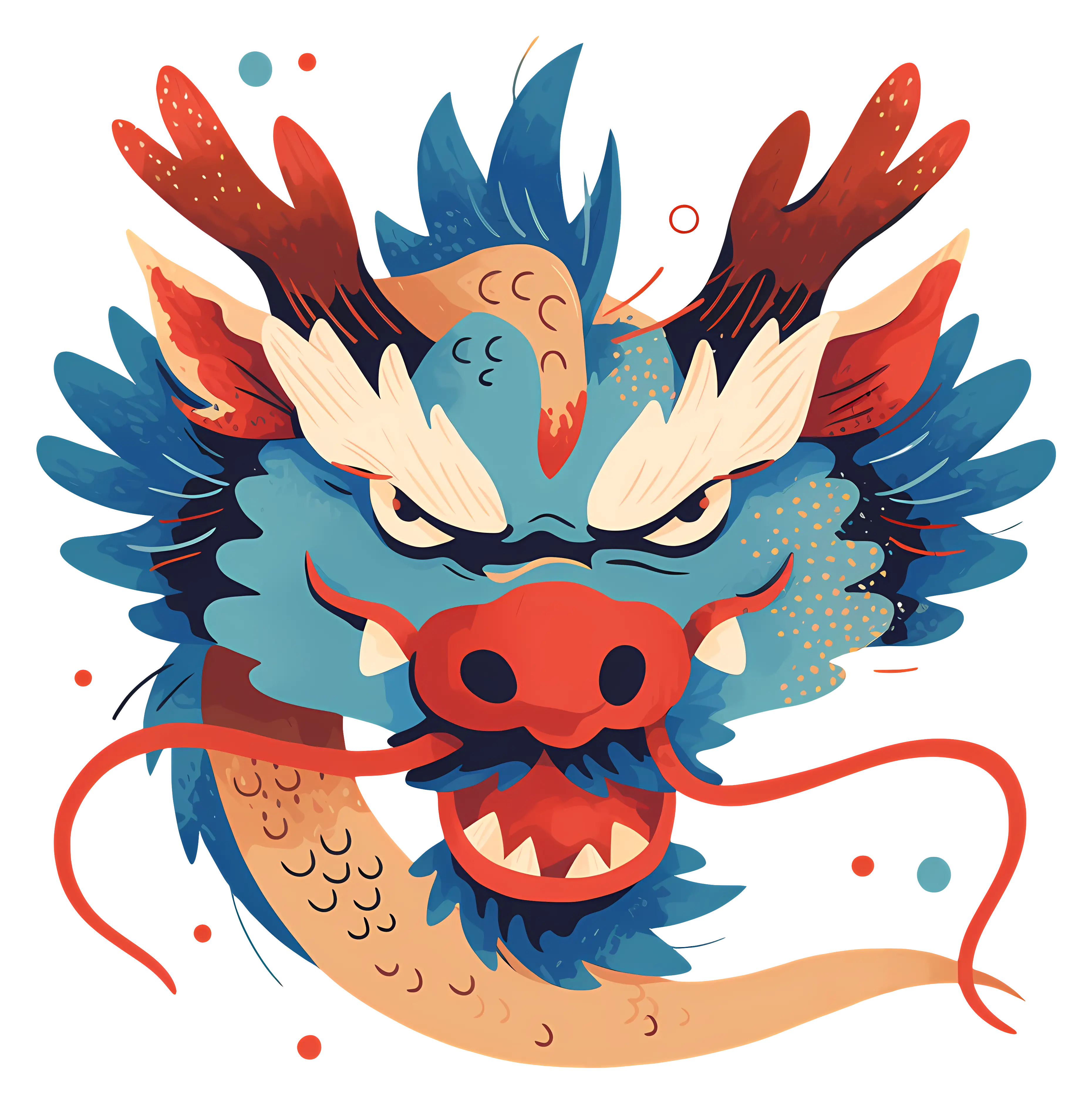 Blue Dragon Head Illustration