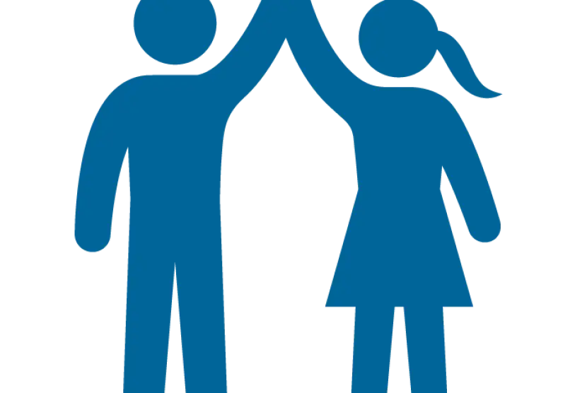 Blue High-Five Silhouette for Teamwork