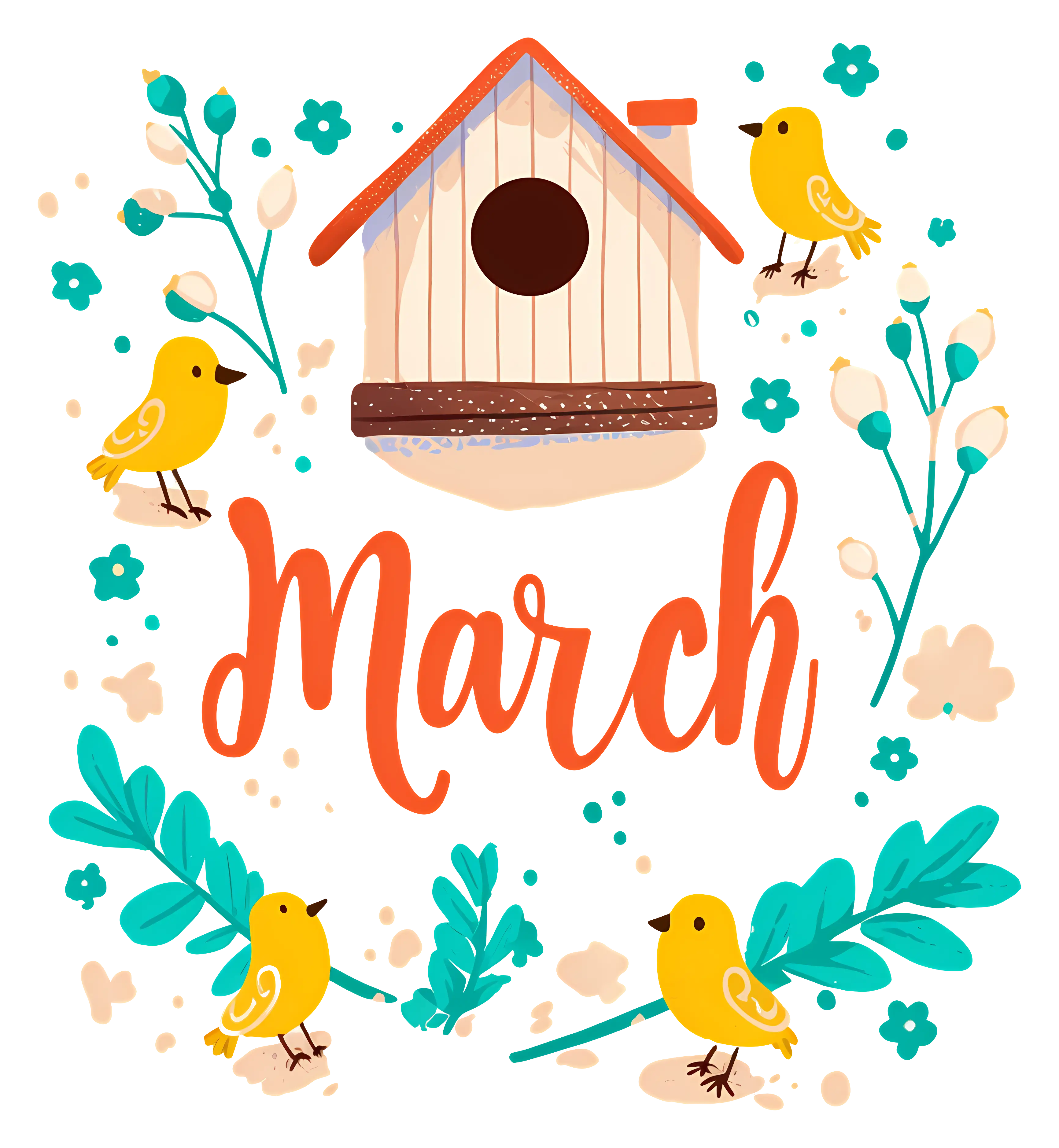 March with Birdhouse and Birds