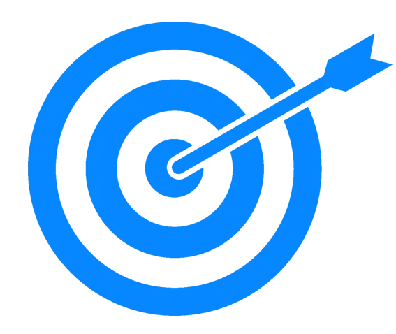 Blue Target with Arrow Hitting the Center