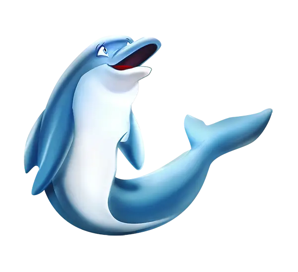 Cartoon Blue Dolphin with a Cheerful Expression