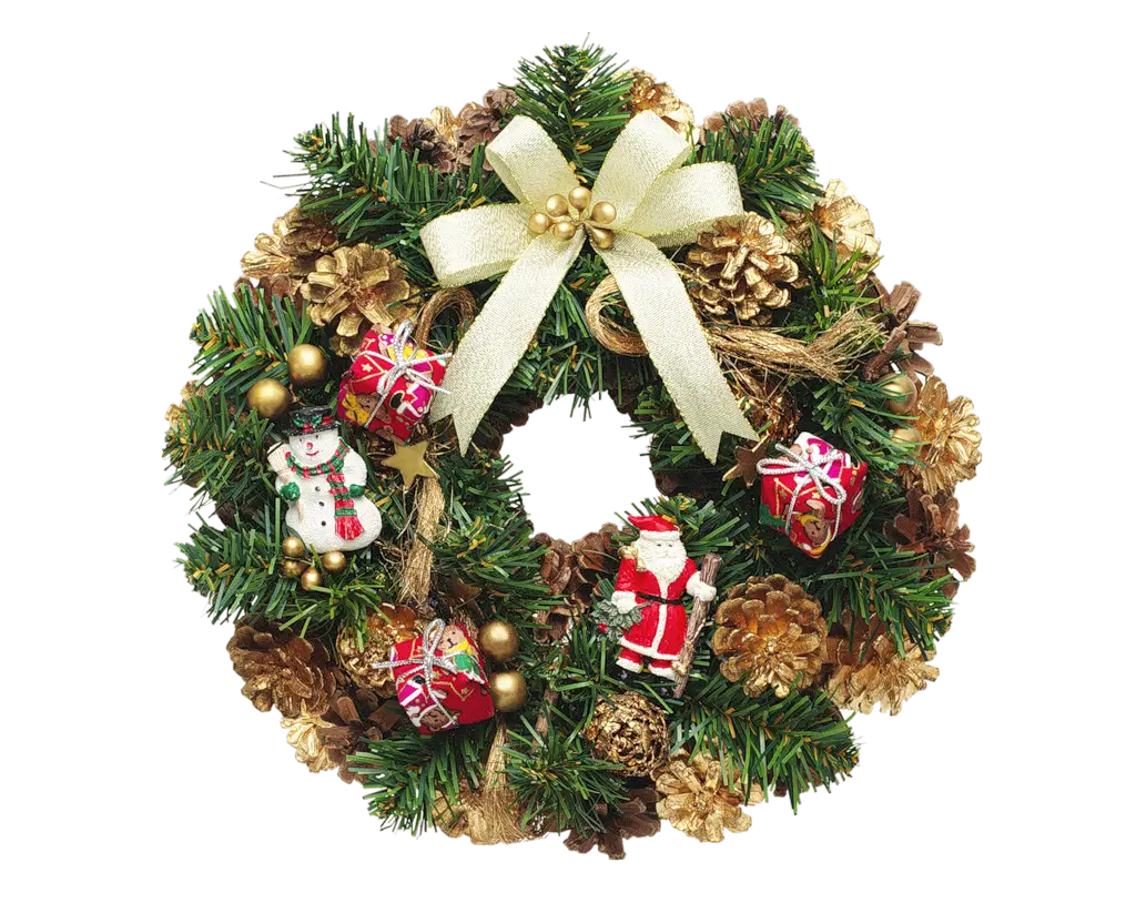 Festive Holiday Wreath with Ornaments and Bow
