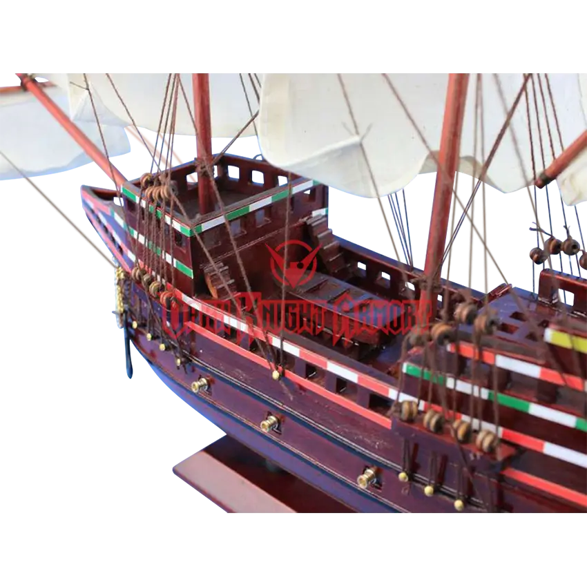 Wooden Model Ship with Sails