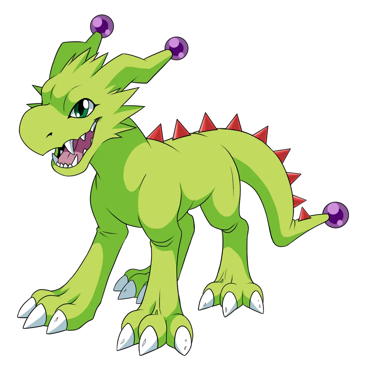 Green Cartoon Dragon with a Playful Look