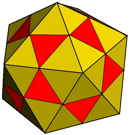 3D Geometric Shape in Yellow and Red