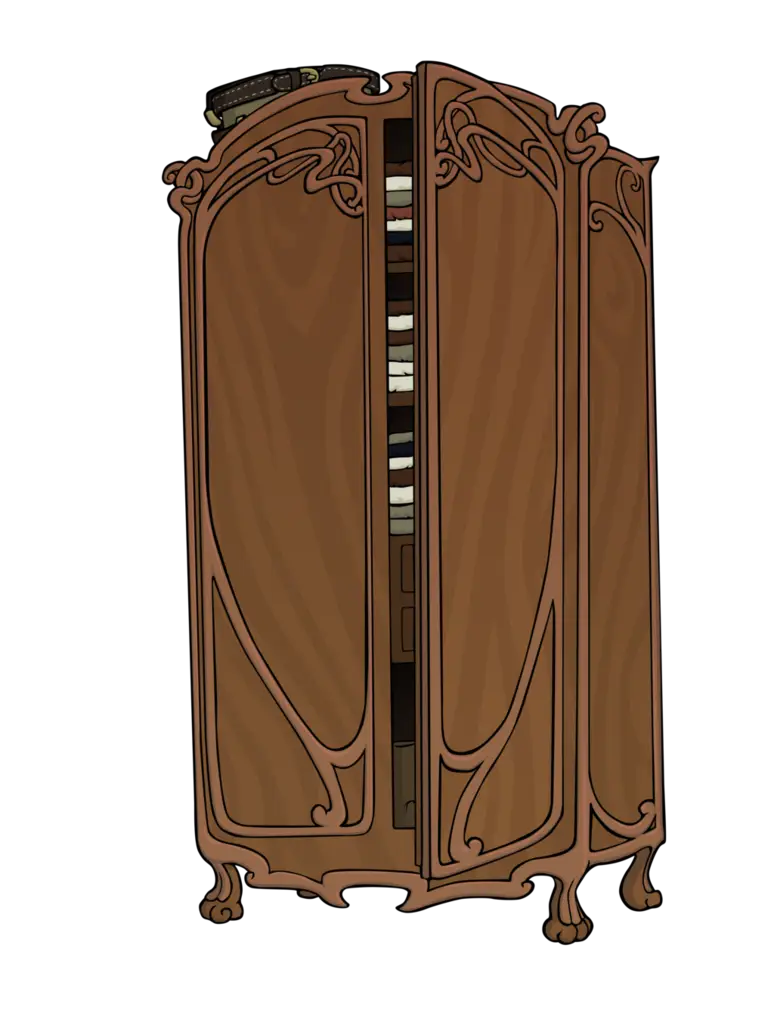 Vintage Wooden Cabinet with Books