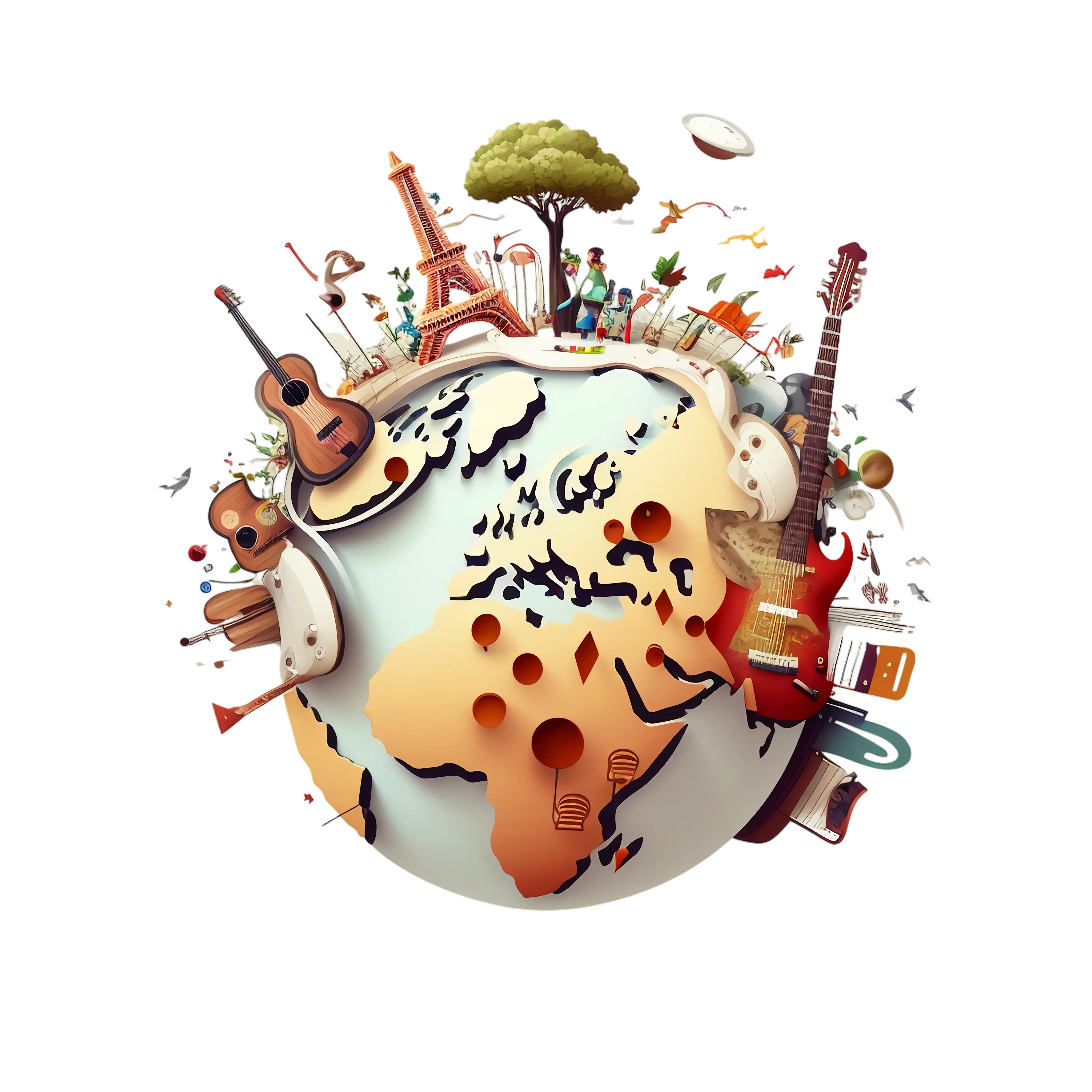 Globe with Musical Instruments