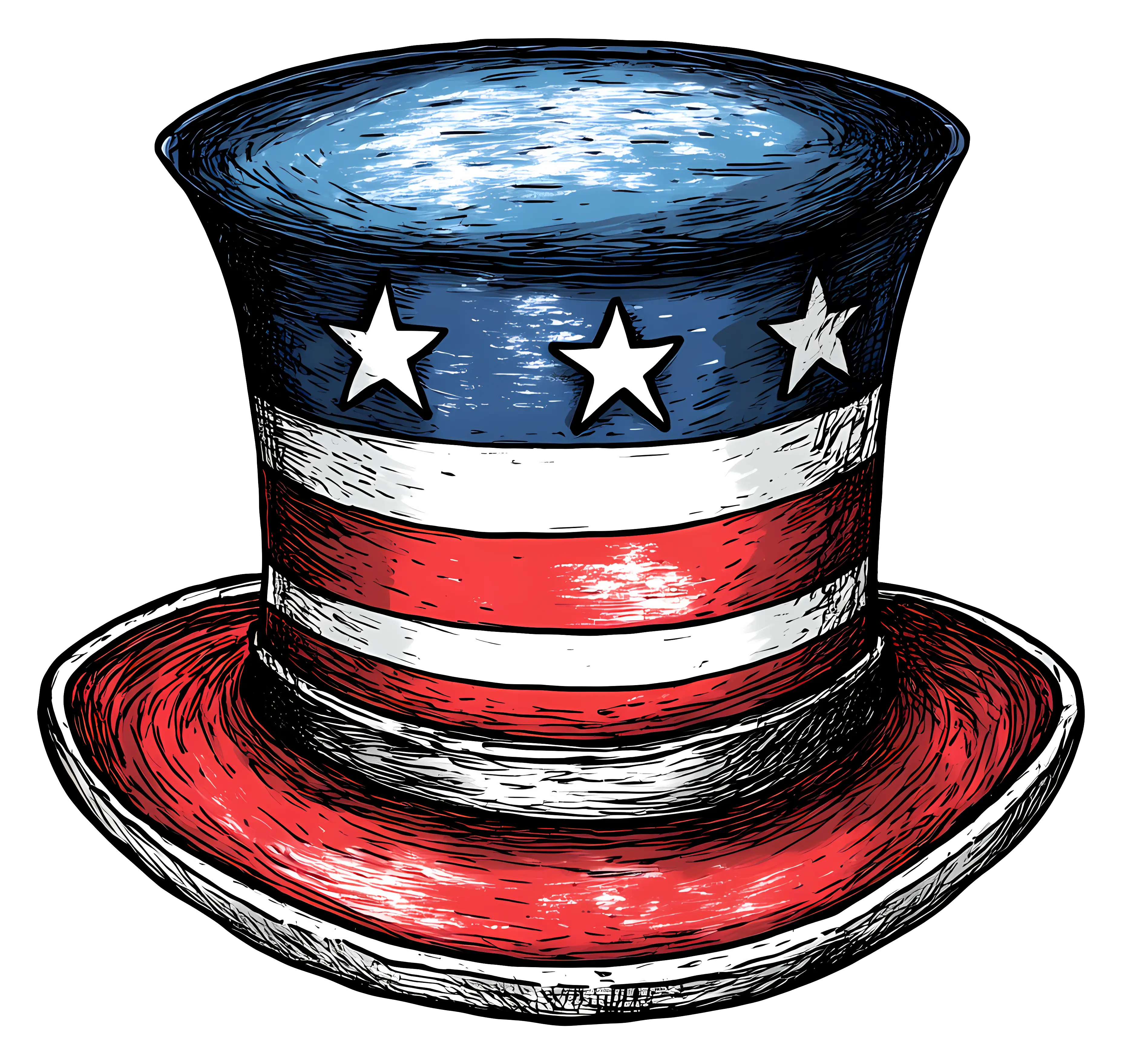 Patriotic American Top Hat with Flag Colors