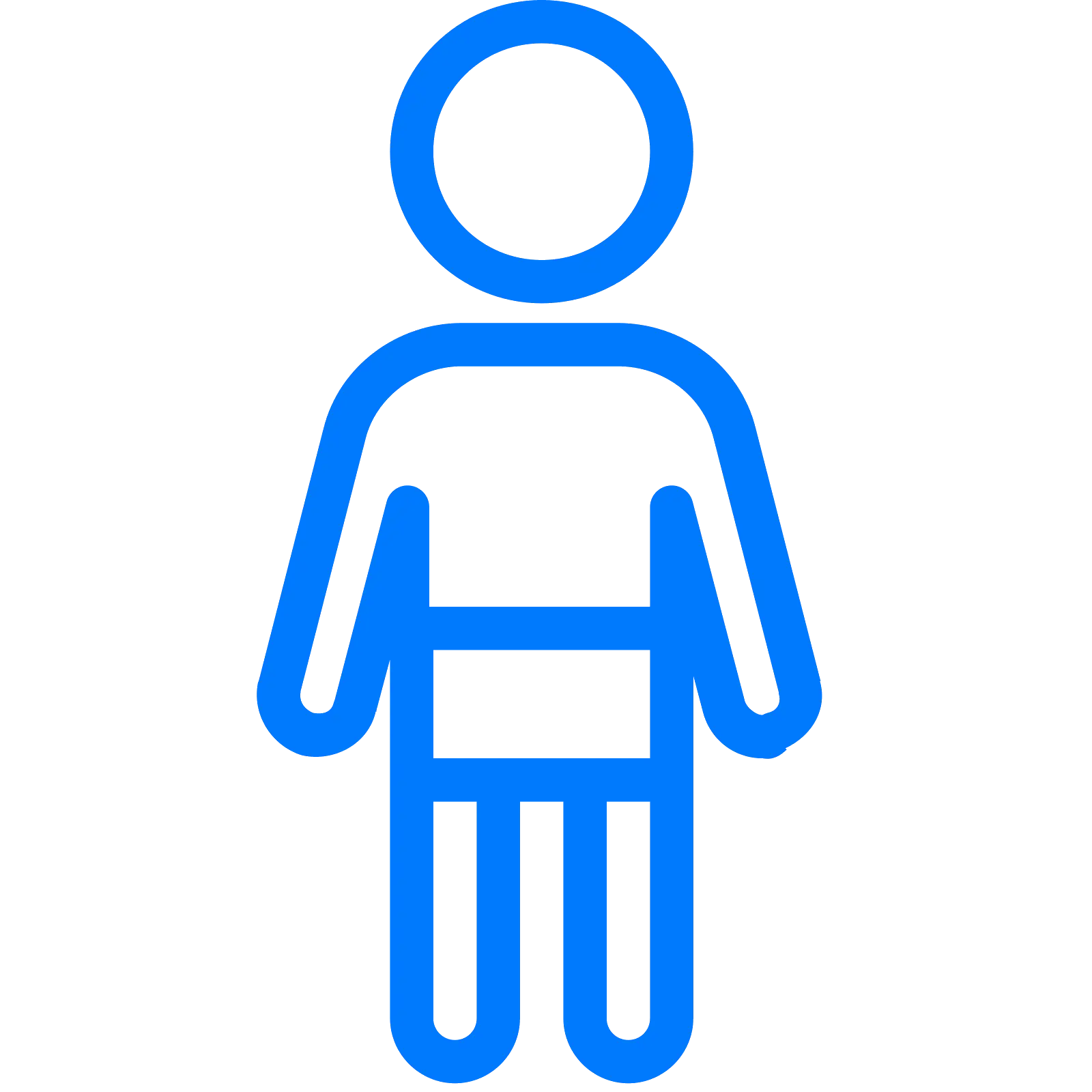 Minimalist Blue Stick Figure Icon