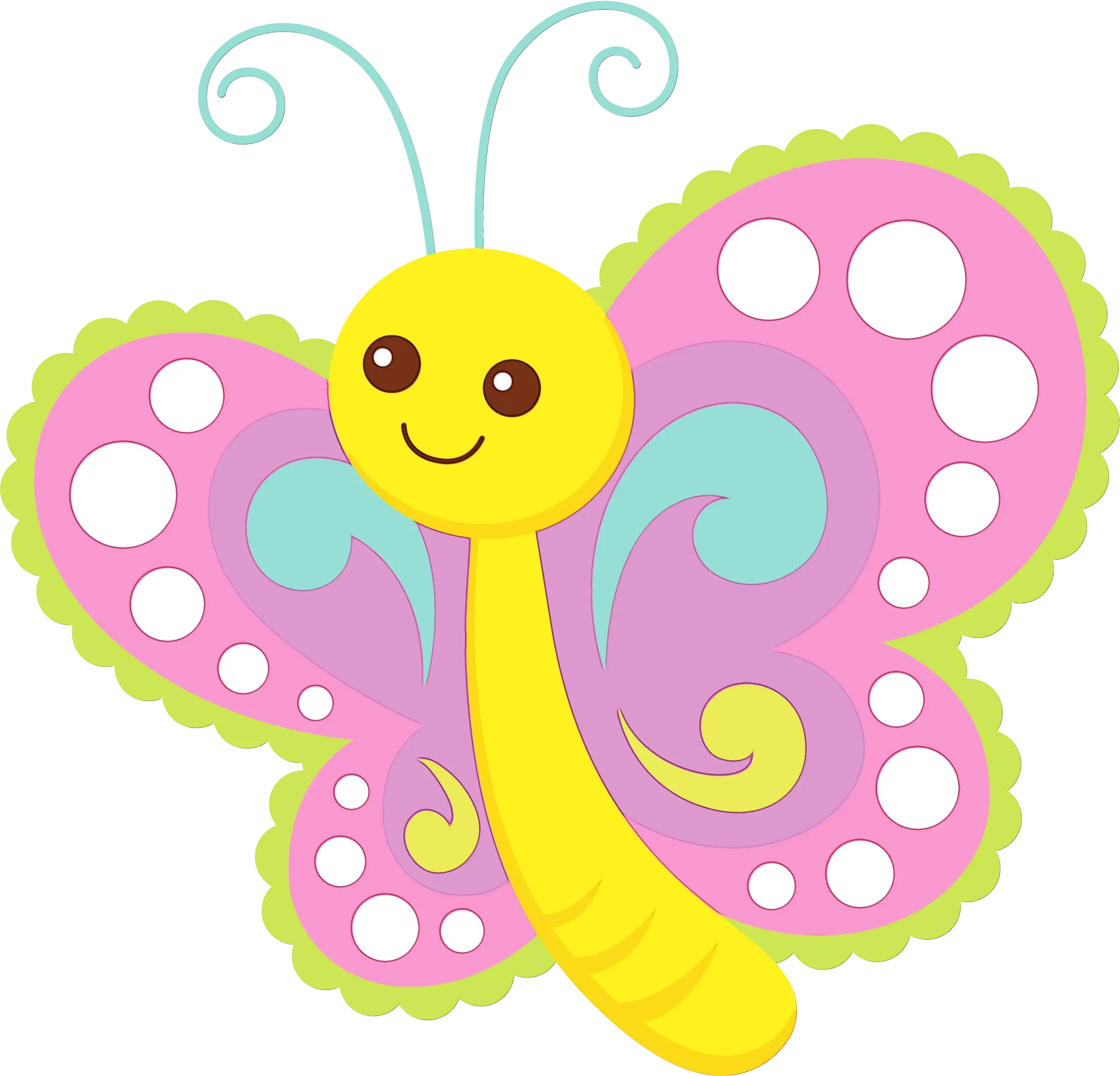 Cartoon Pink and Yellow Butterfly Illustration