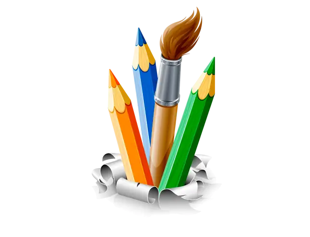 Colorful Pencils and Paintbrush for Art