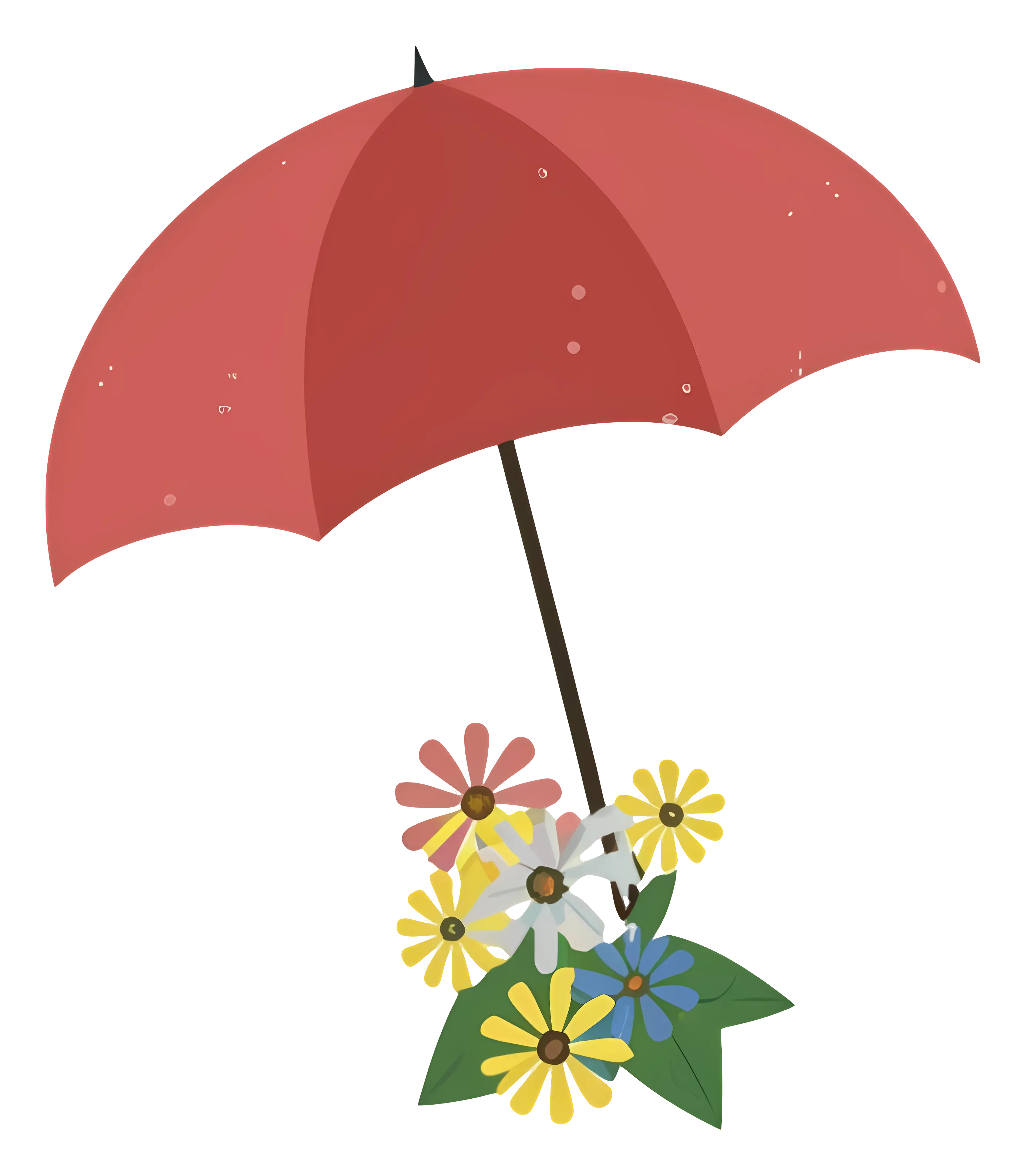 Red Umbrella with Colorful Flowers Design