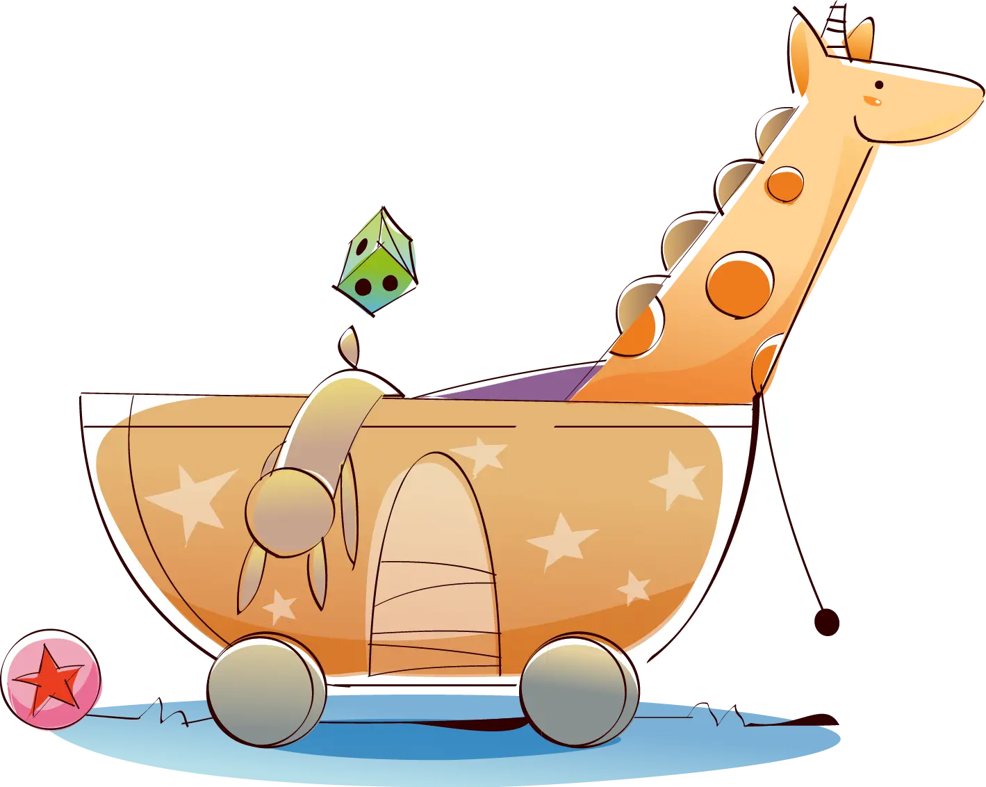 Cartoon Giraffe Toy on Wheels