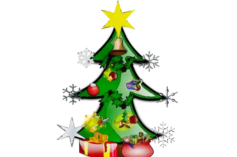 Decorated Christmas Tree with Ornaments and Star