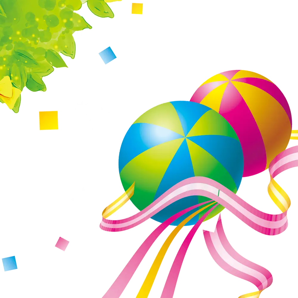 Colorful Beach Balls with Ribbons