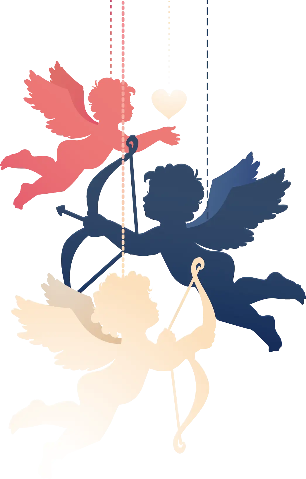 Colorful Cupids with Bows and Arrows