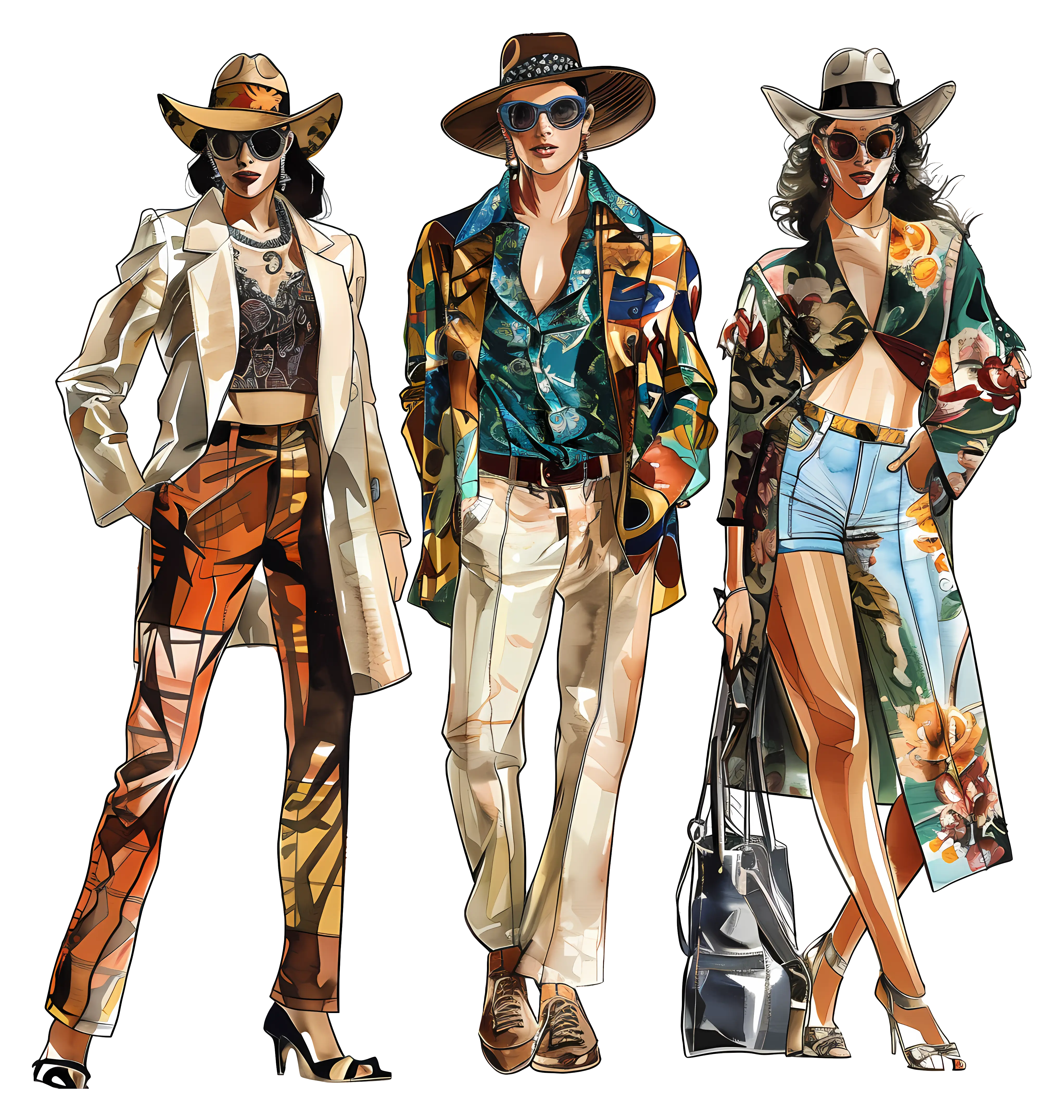 Stylish Fashion Models in Trendy Outfits