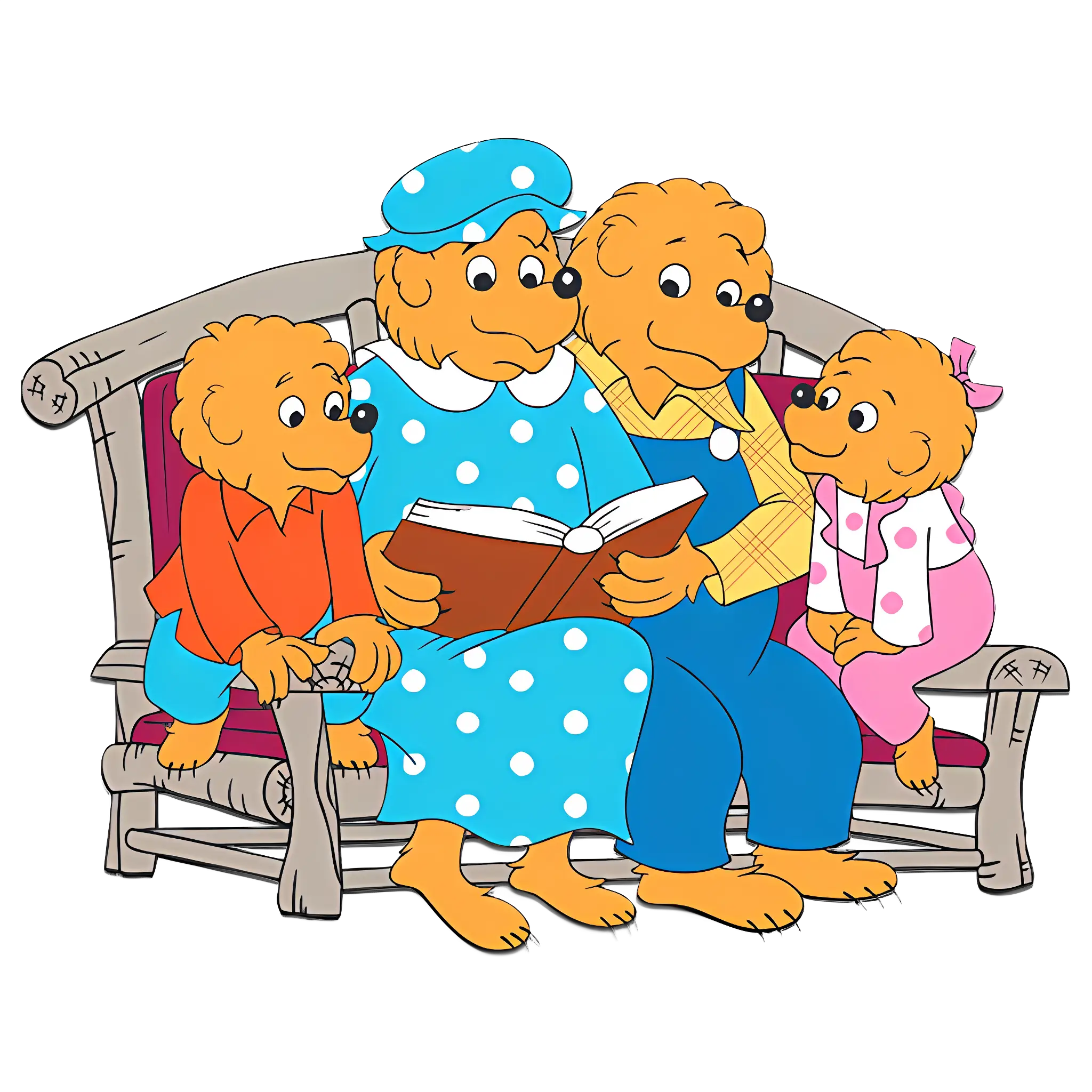 Bear Family Reading Together
