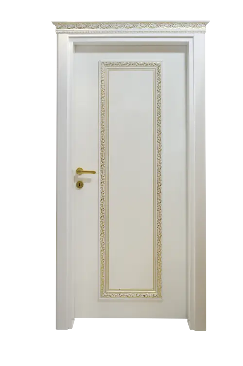 Ornate White Door with Golden Decorative Frame