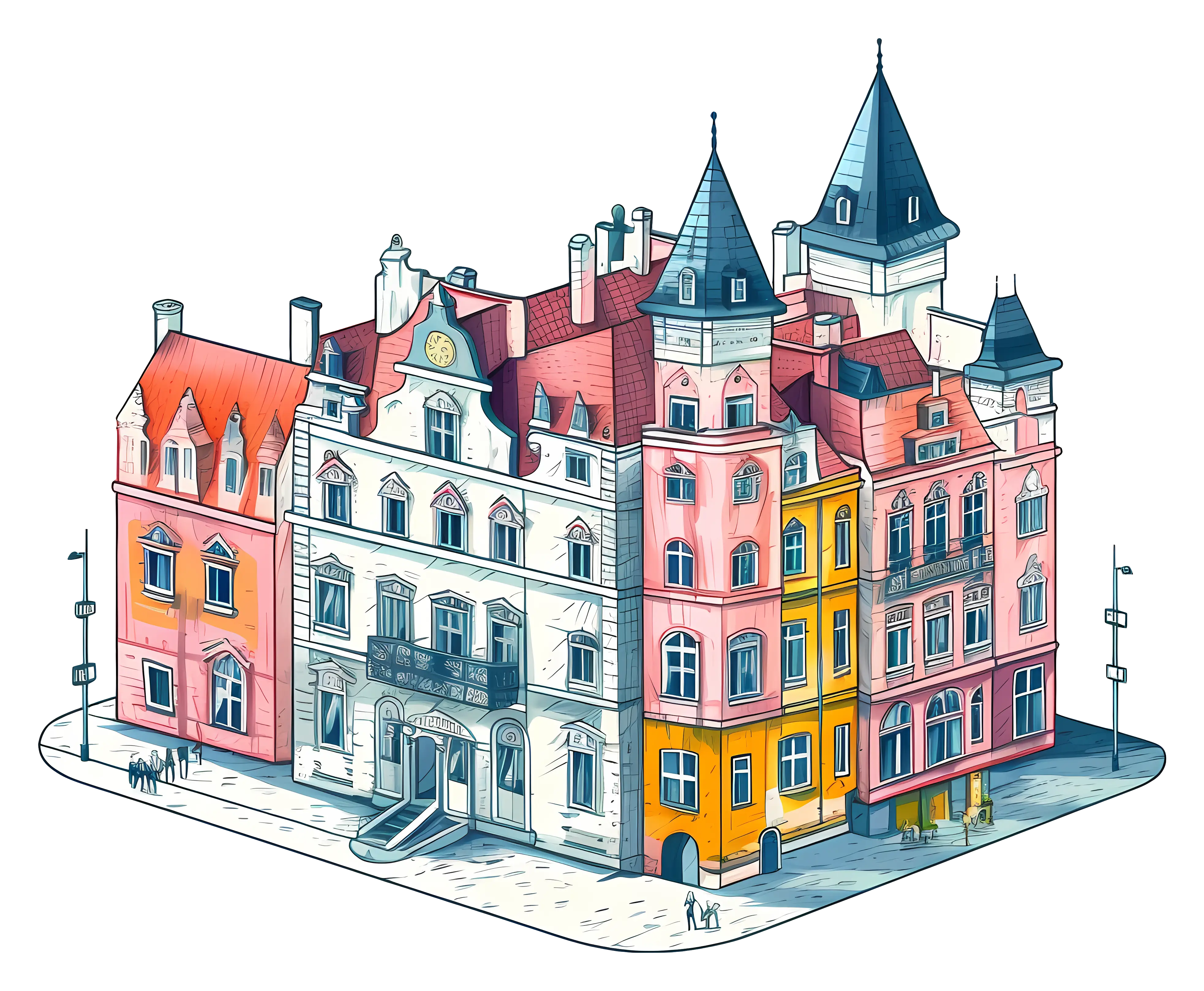 Colorful Architectural Building Illustration