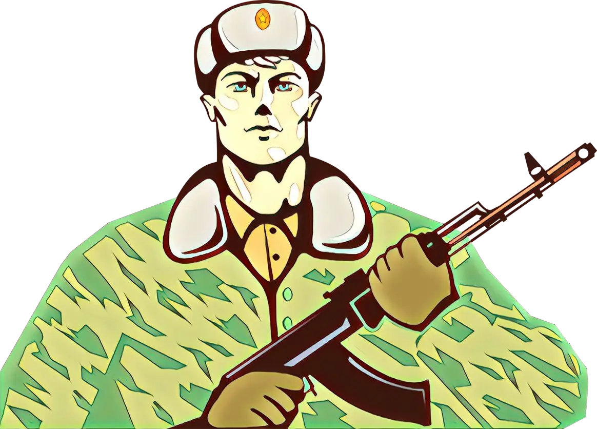 Soldier Illustration Holding Rifle