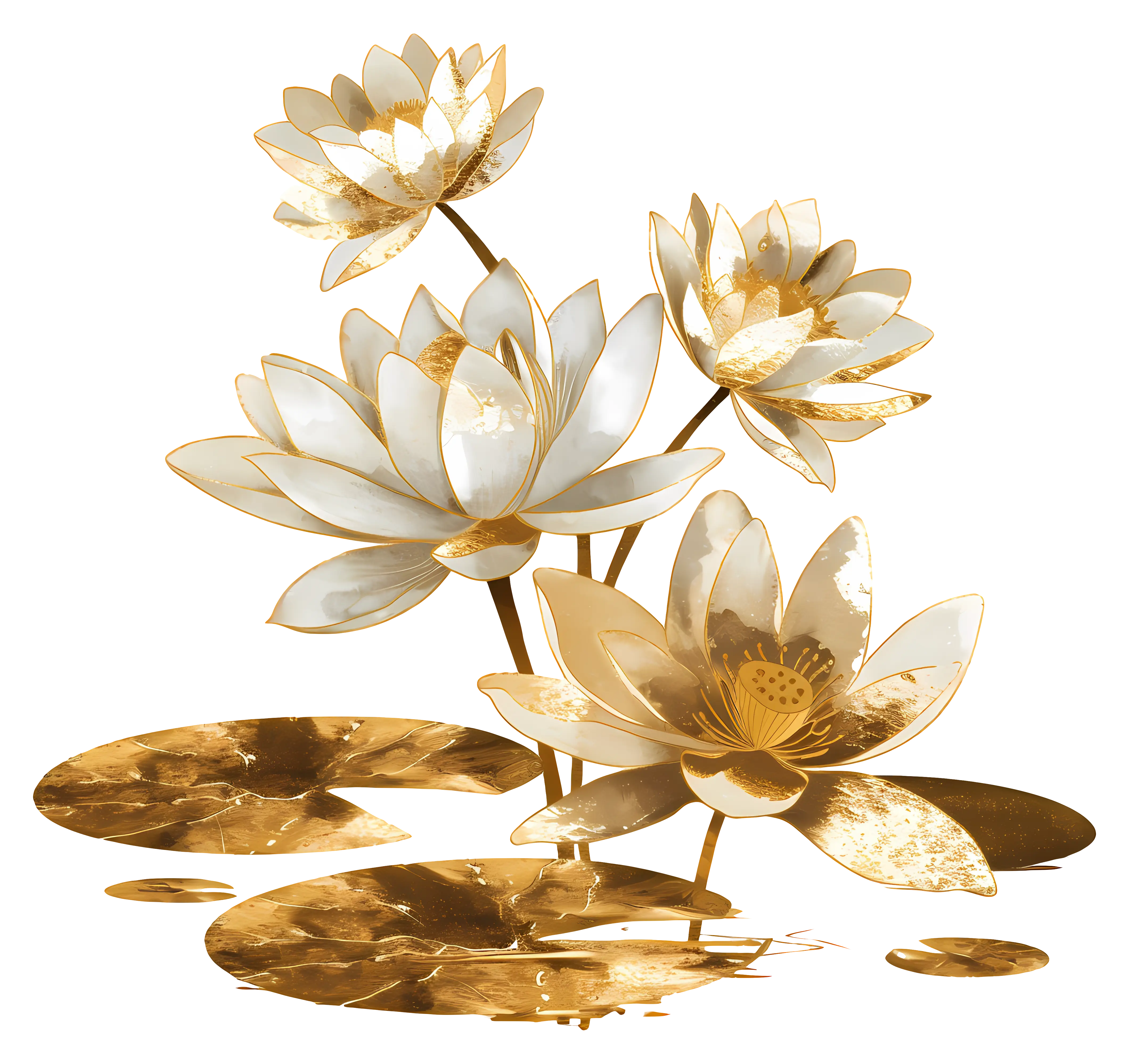 Golden Lotus Flowers