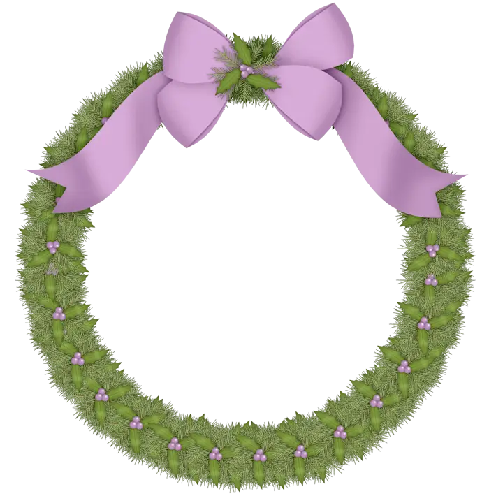 Green Wreath with Purple Bow