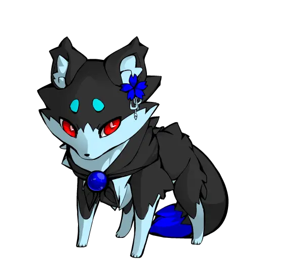 Cartoon Fox with Accessories and Red Eyes