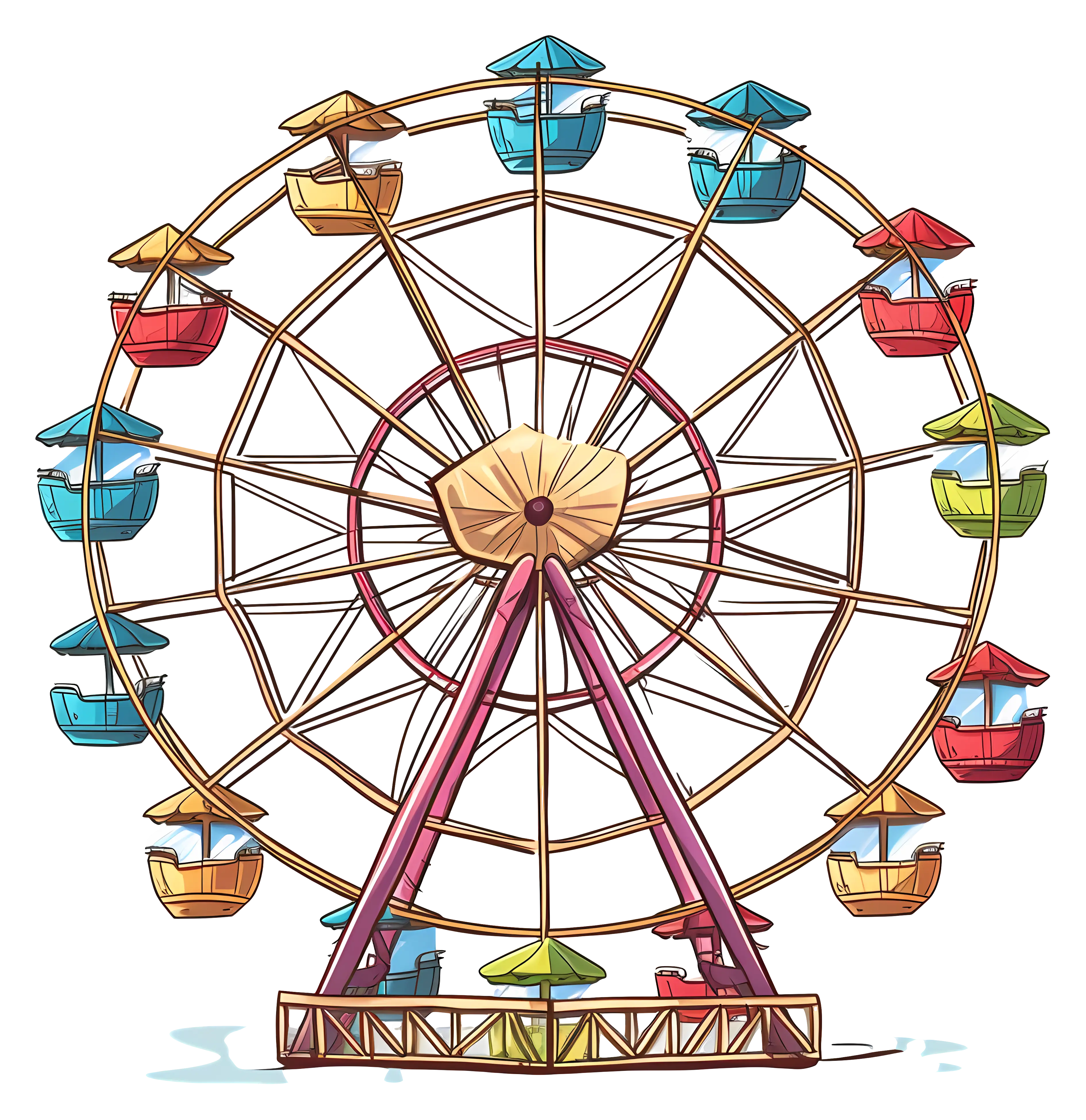 Colorful Ferris Wheel at Amusement Park