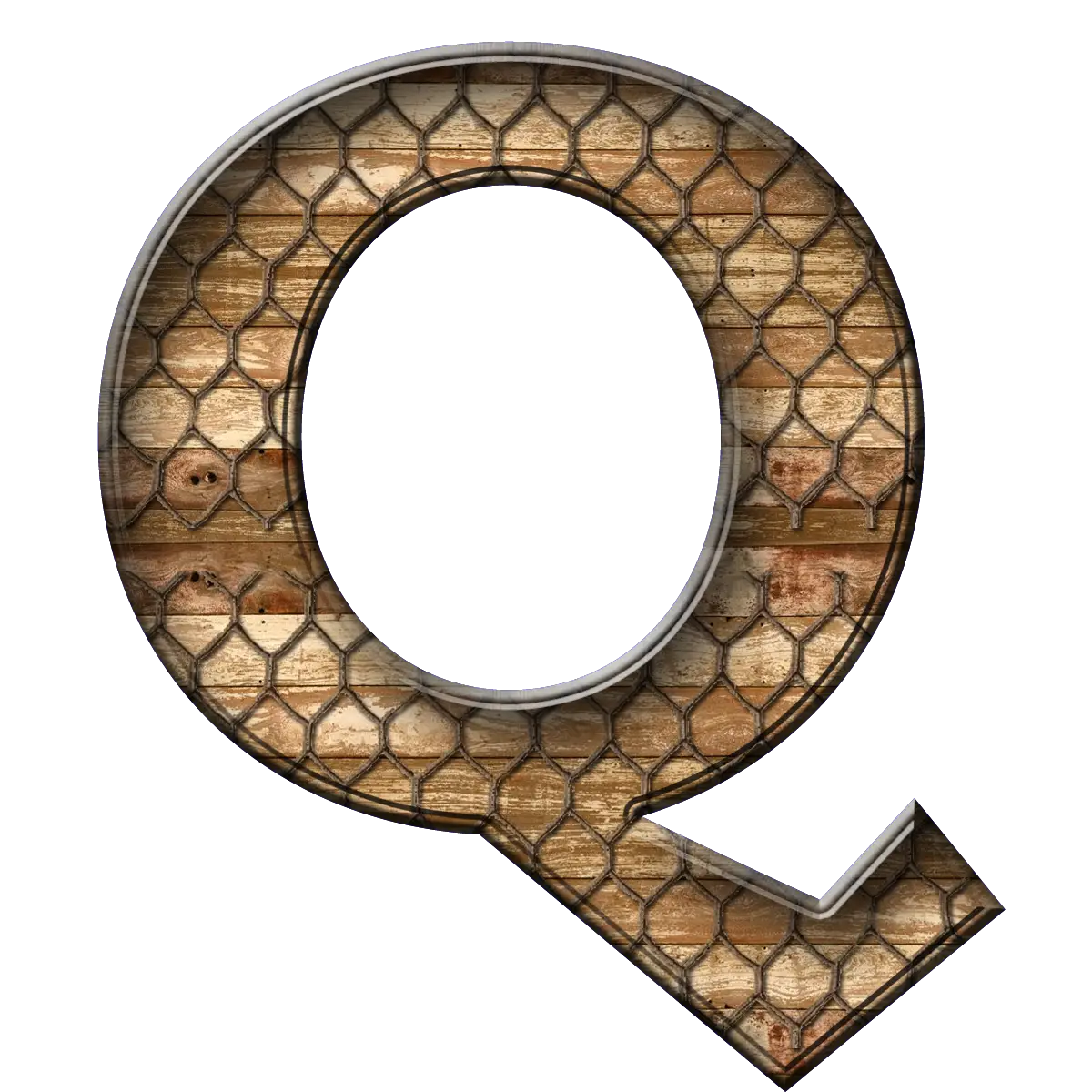 Wooden Textured Letter Q