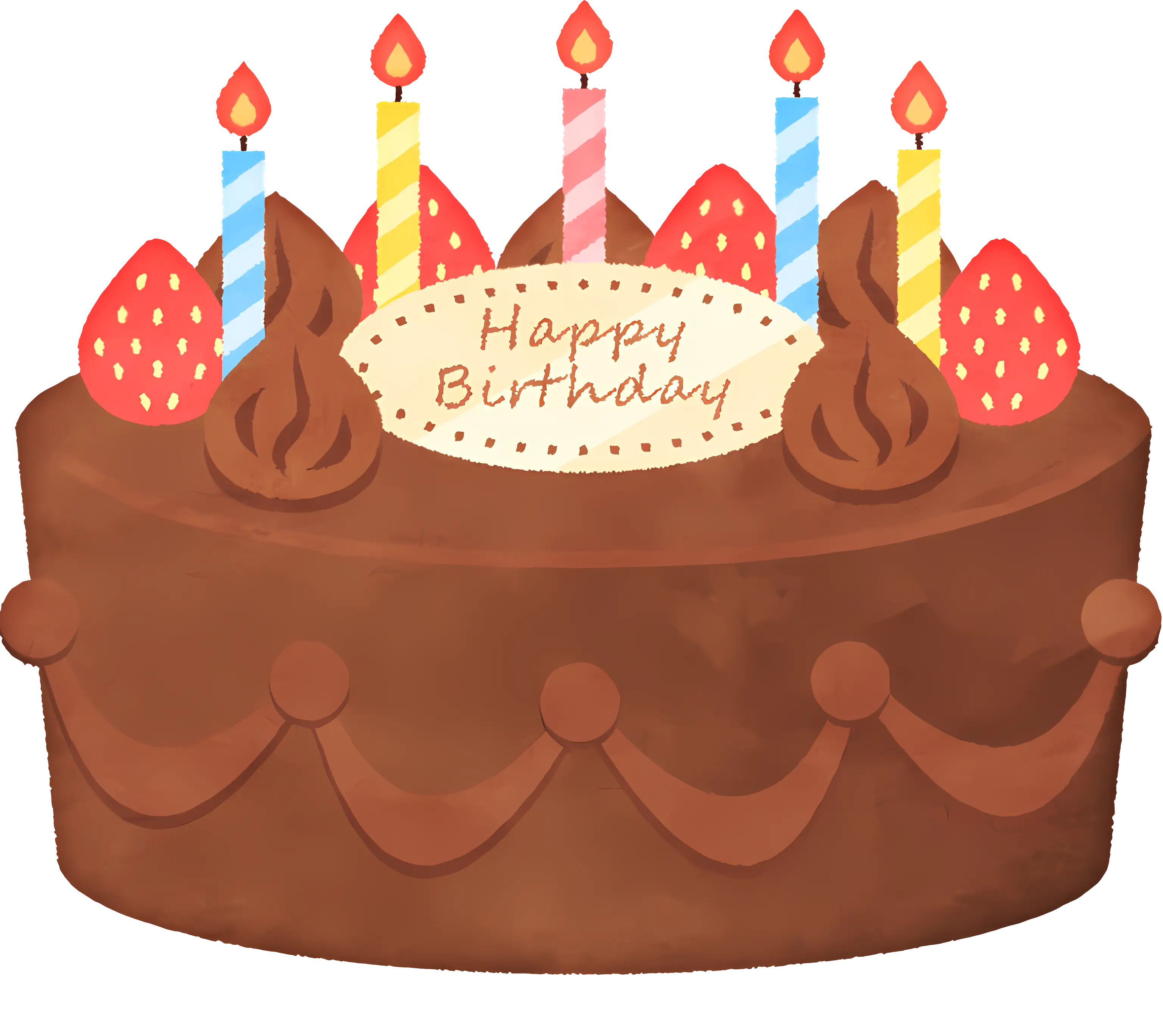 Happy Birthday Cake with Candles Illustration