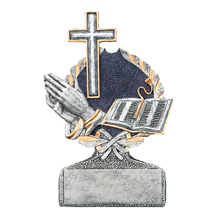 Religious Emblem with Cross and Praying Hands