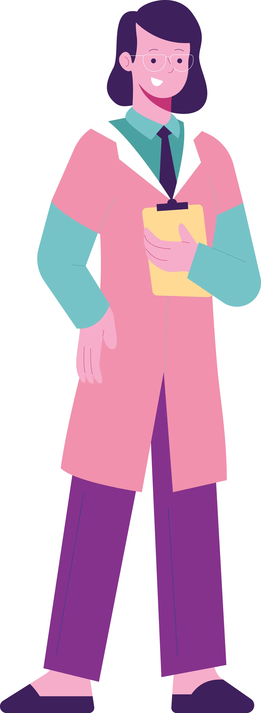 Cartoon Female Doctor Holding Clipboard