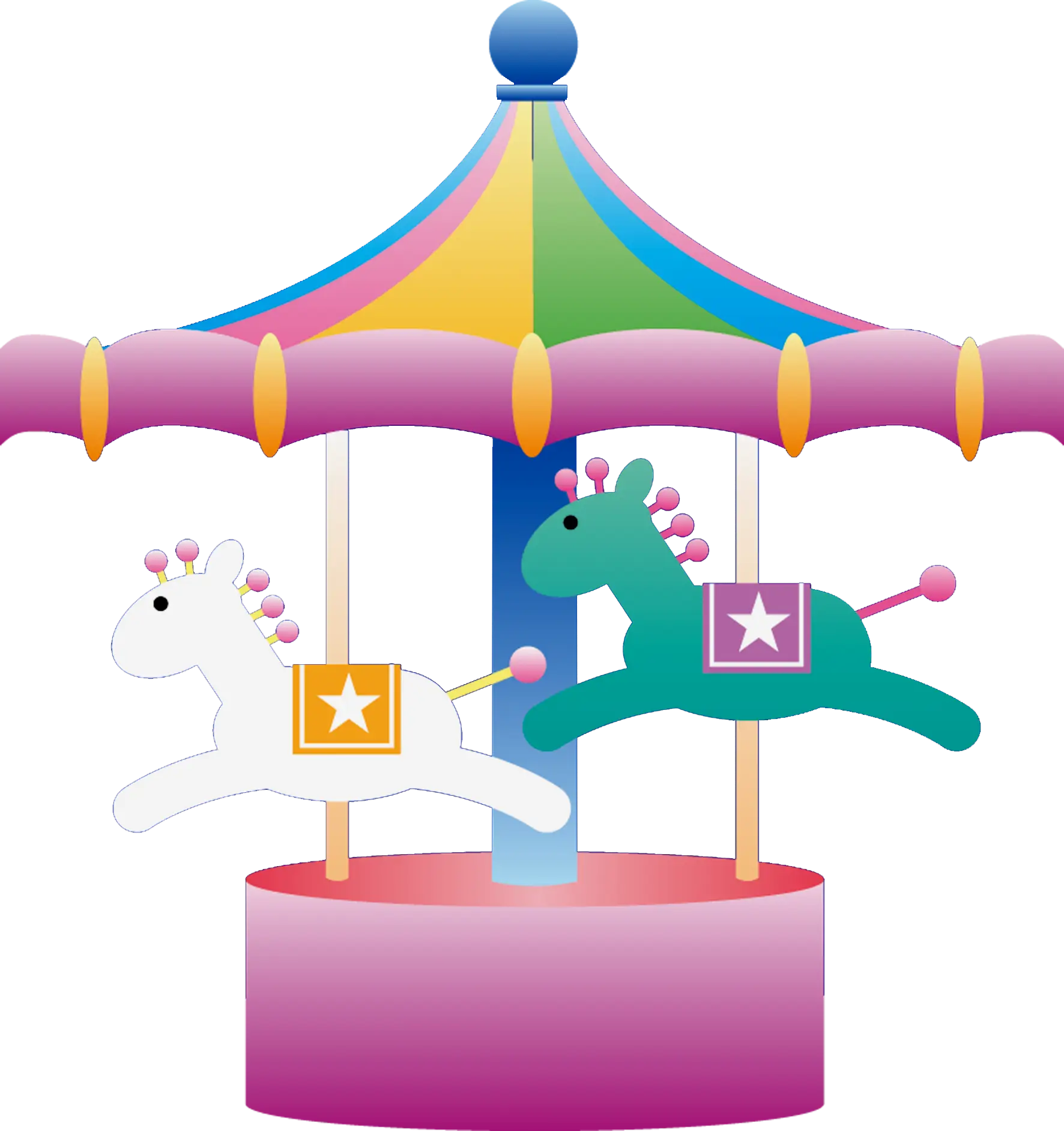 Colorful Carousel Ride with Horses